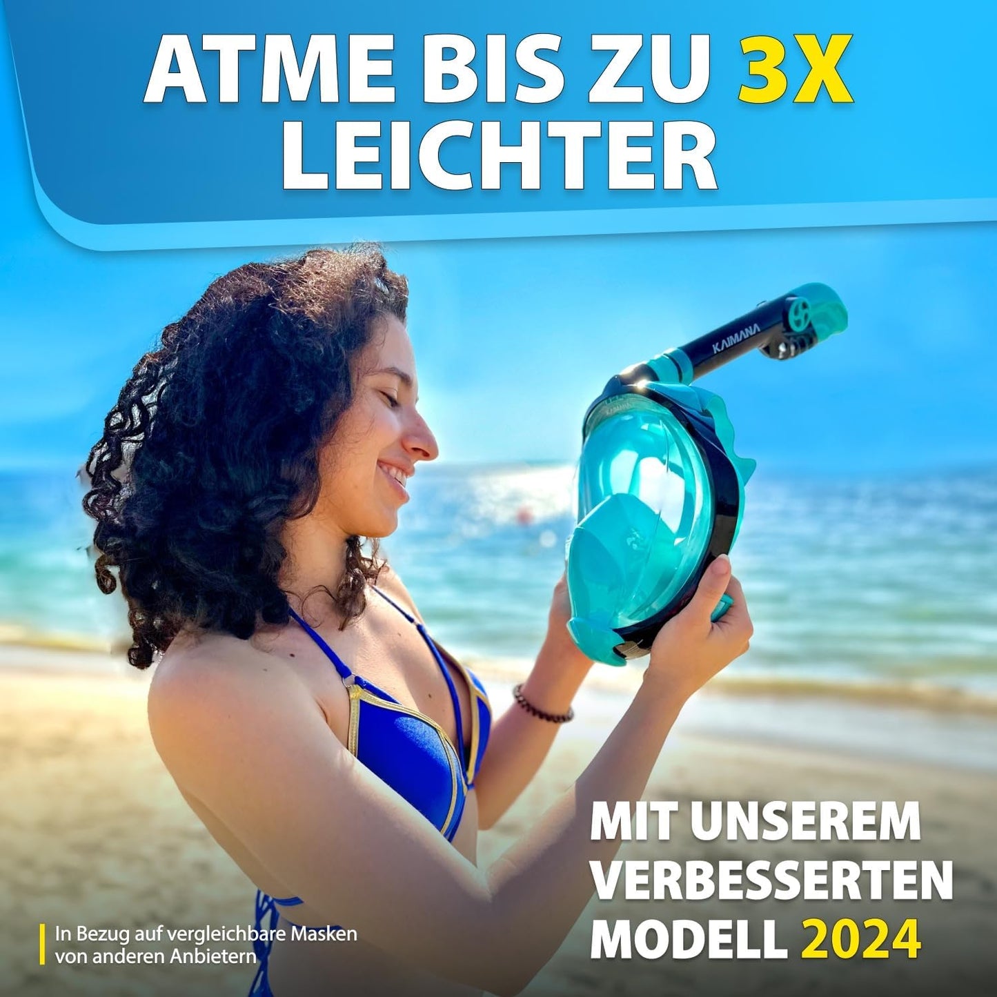 Schnorchelmaske Vollgesichts-Tauchermaske, Erwachsene Schwarz