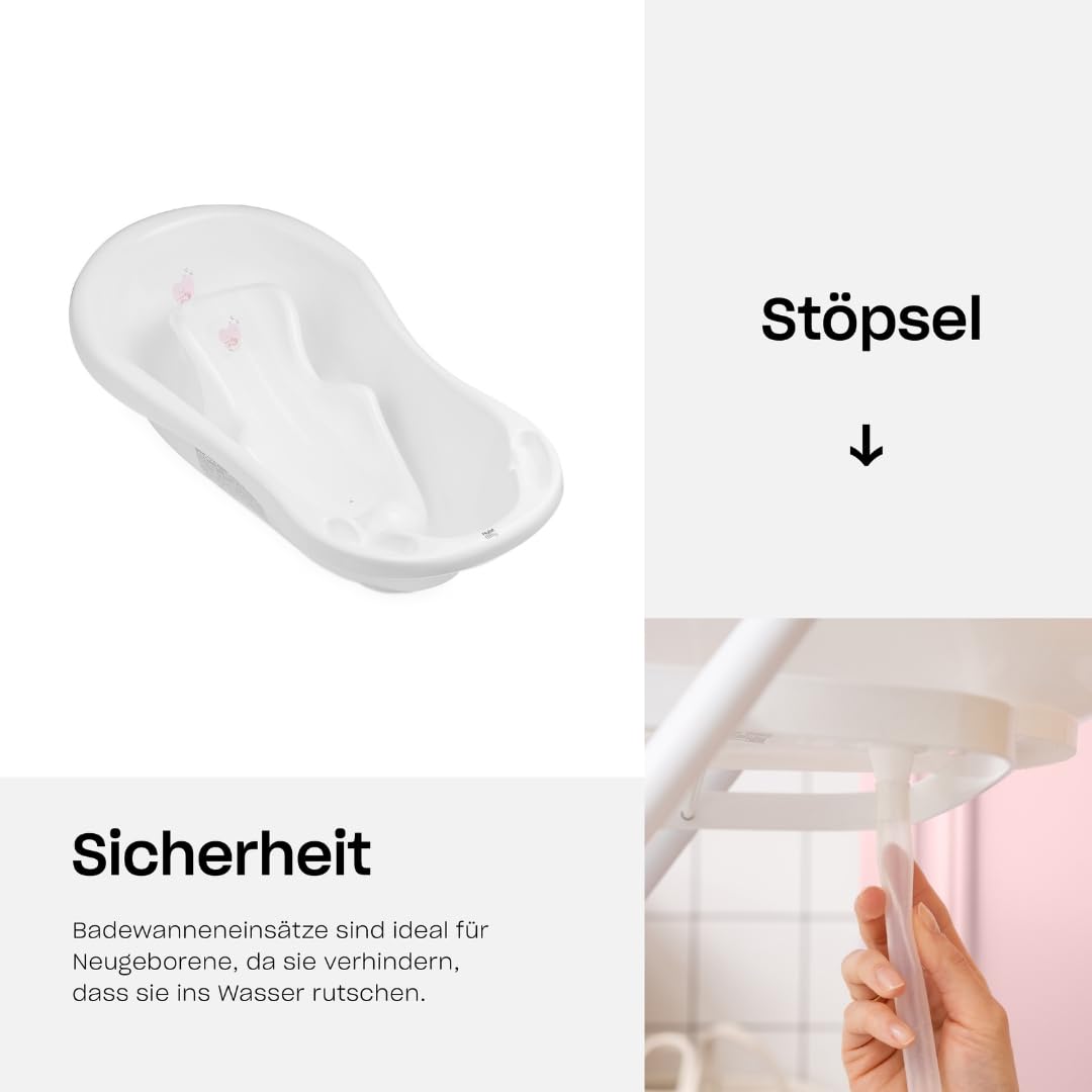 Babywanne mit Ständer und Badesitz, 4-teiliges SET Lite Hug Me - Weiss