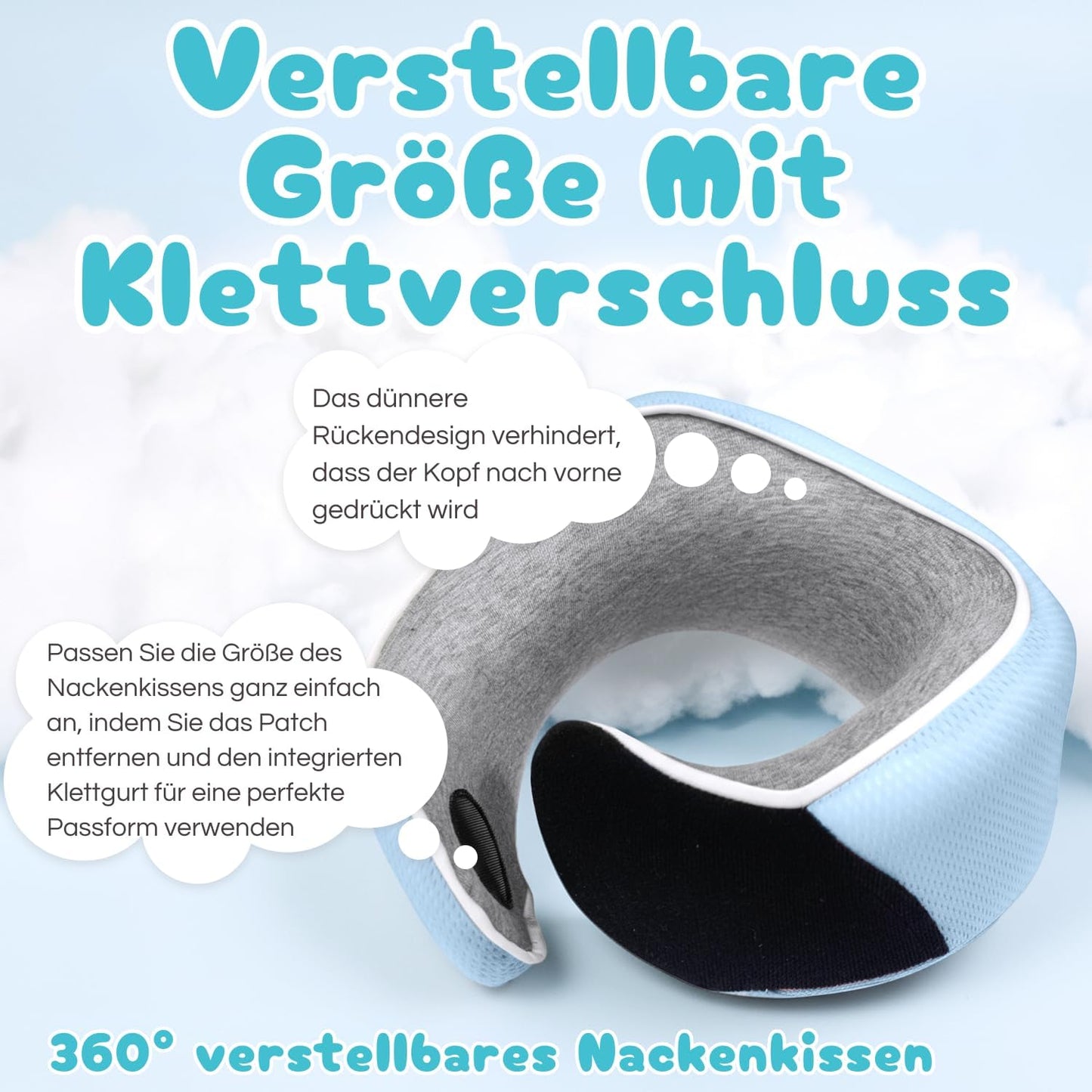 Ergonomisches Reisekissen für Kinder, Hellblau – Kinder