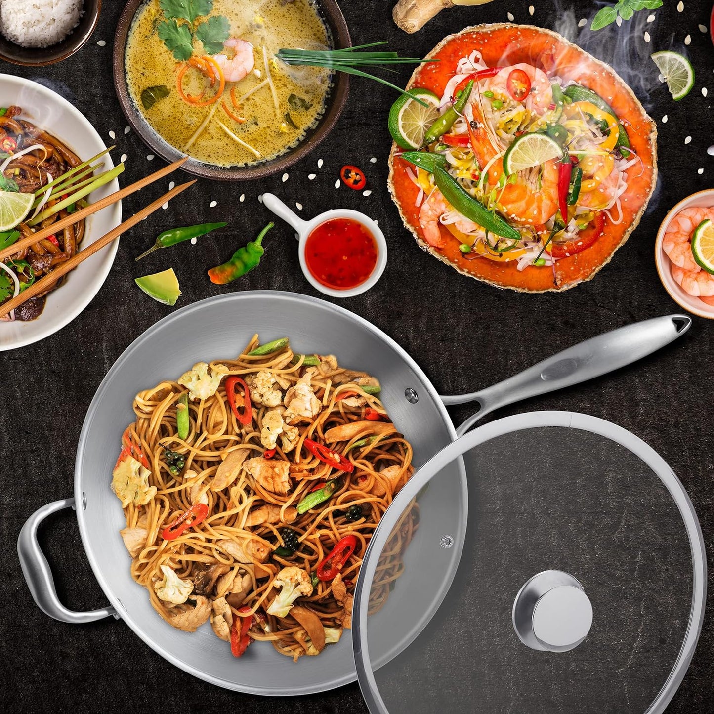 Unbeschichteter Wok mit Griff