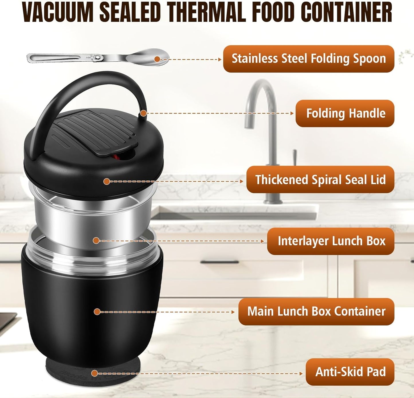 Auslaufsichere Thermobehälter, Schwarz
