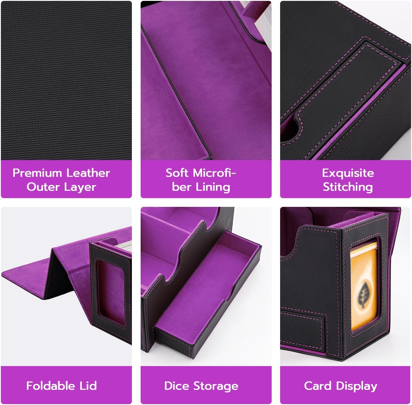 Kartendeckbox mit Schaufenster und Würfelfach, Purple