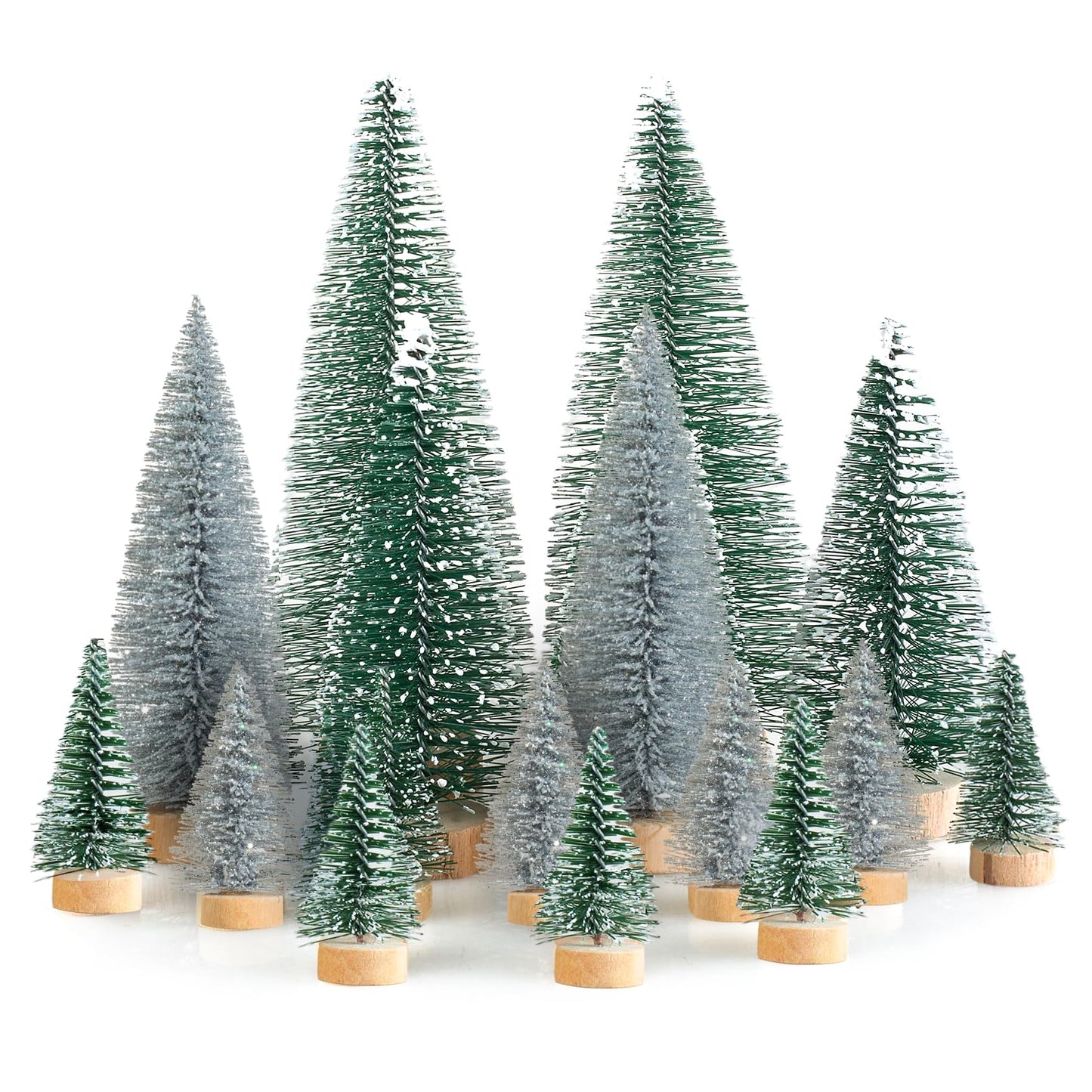 Mini-Tannenbaum, 16 Stück, Grün Silber