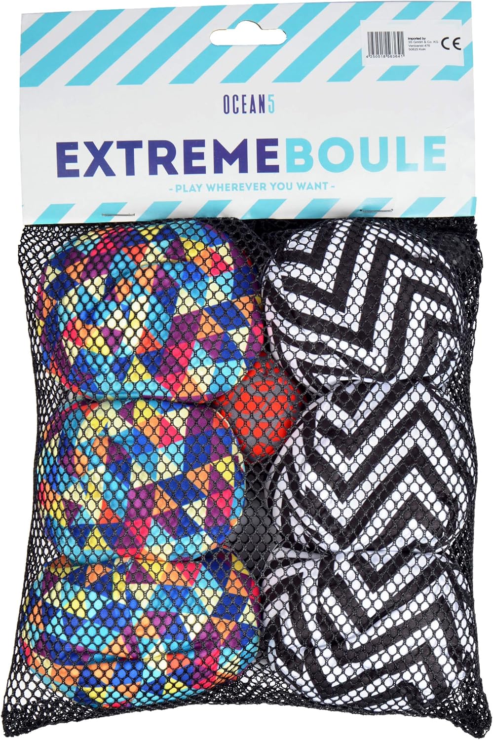 Soft-Boule Set mit Tragetasche, Triangle/Ziczac - Colorful/Black-and-white