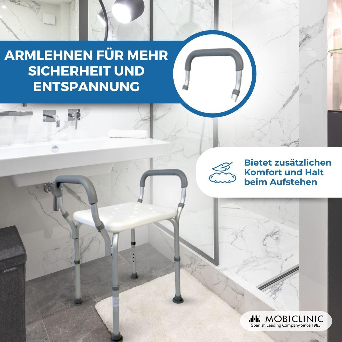 Duschhocker höhenverstellbar mit Armlehnen