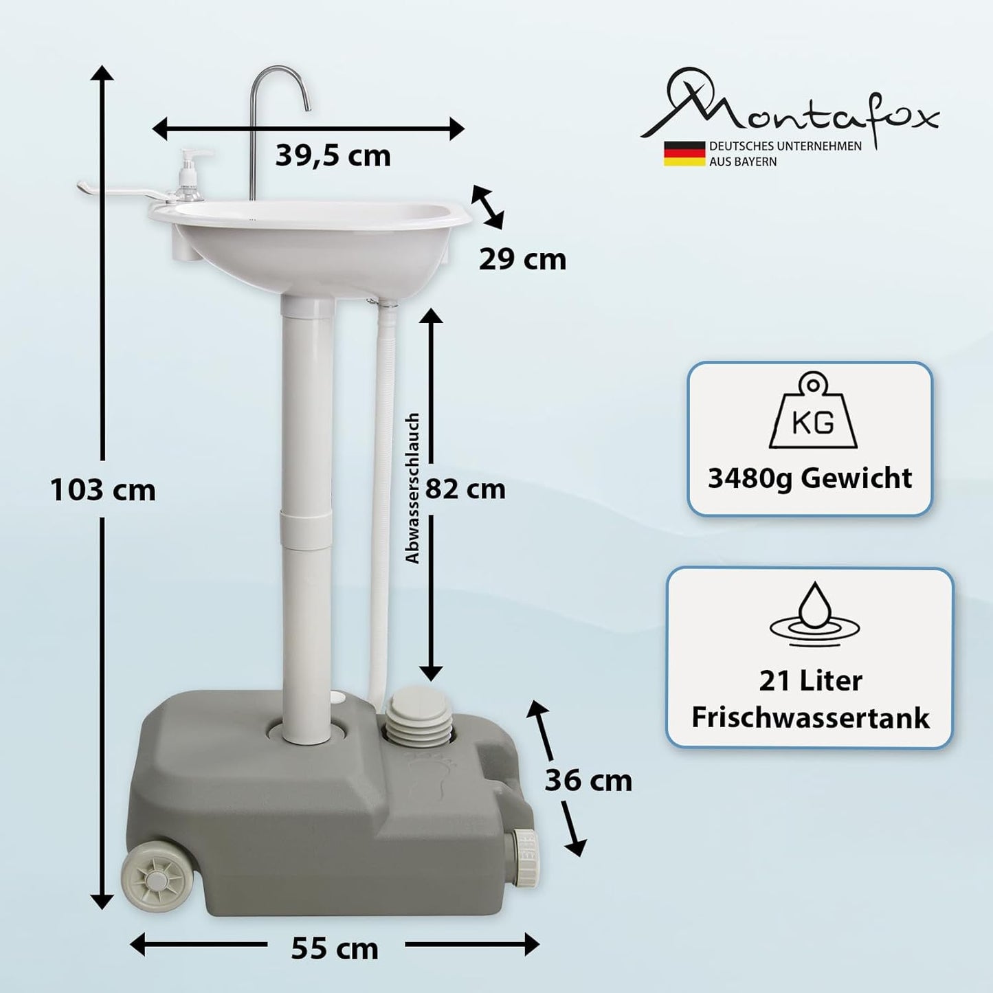Mobiles Campingwaschbecken mit Fusspumpe