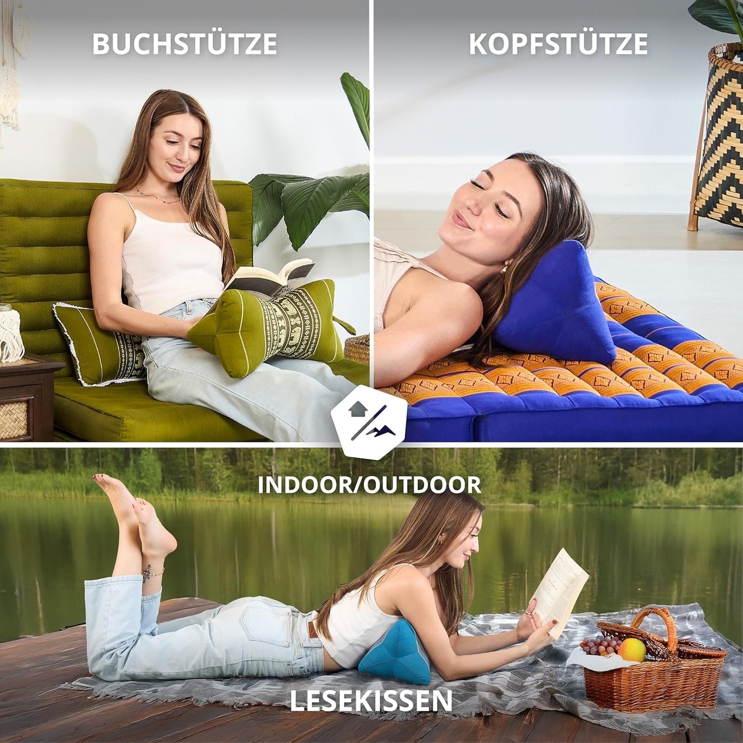 Nackenstützkissen in Knochenform, Blau/Gelb