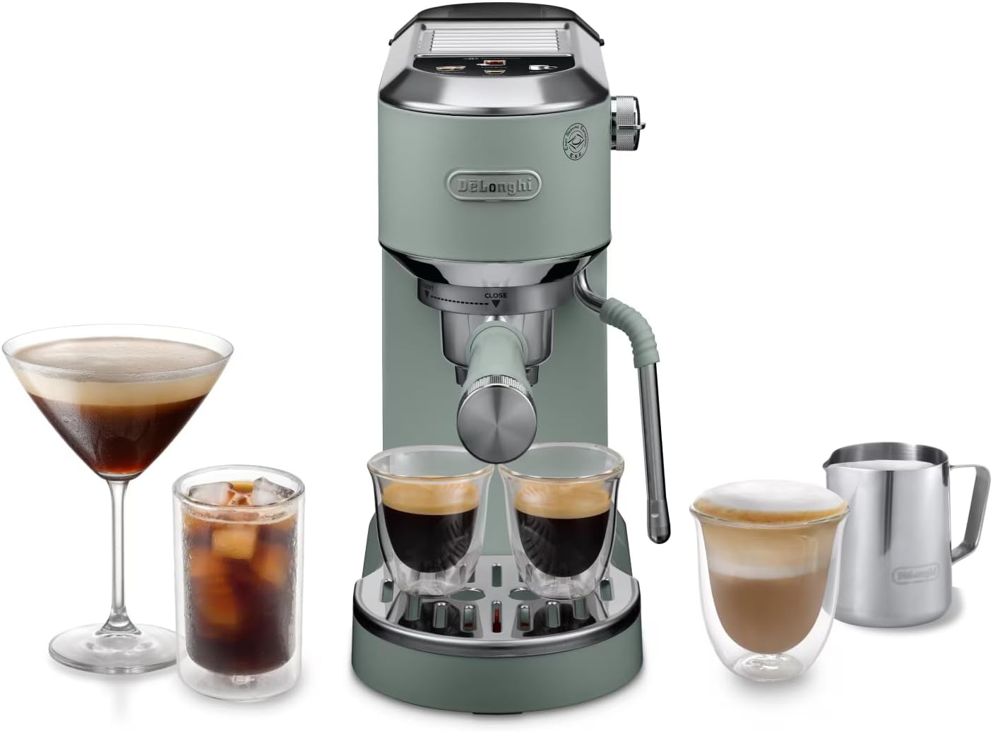Dedica Duo EC890.GR Siebträgermaschine mit Milchaufschäumer, Grün Dedica 2025 mit Cold Brew
