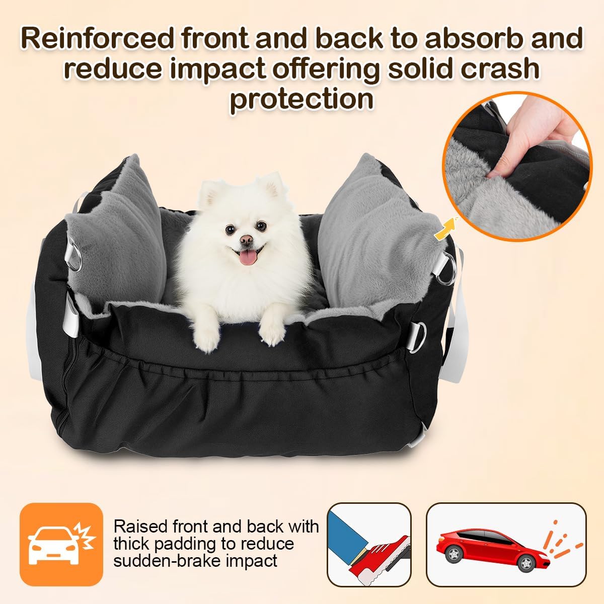3-in-1 Autositz & Reisebett für kleine Hunde, 01-Schwarz