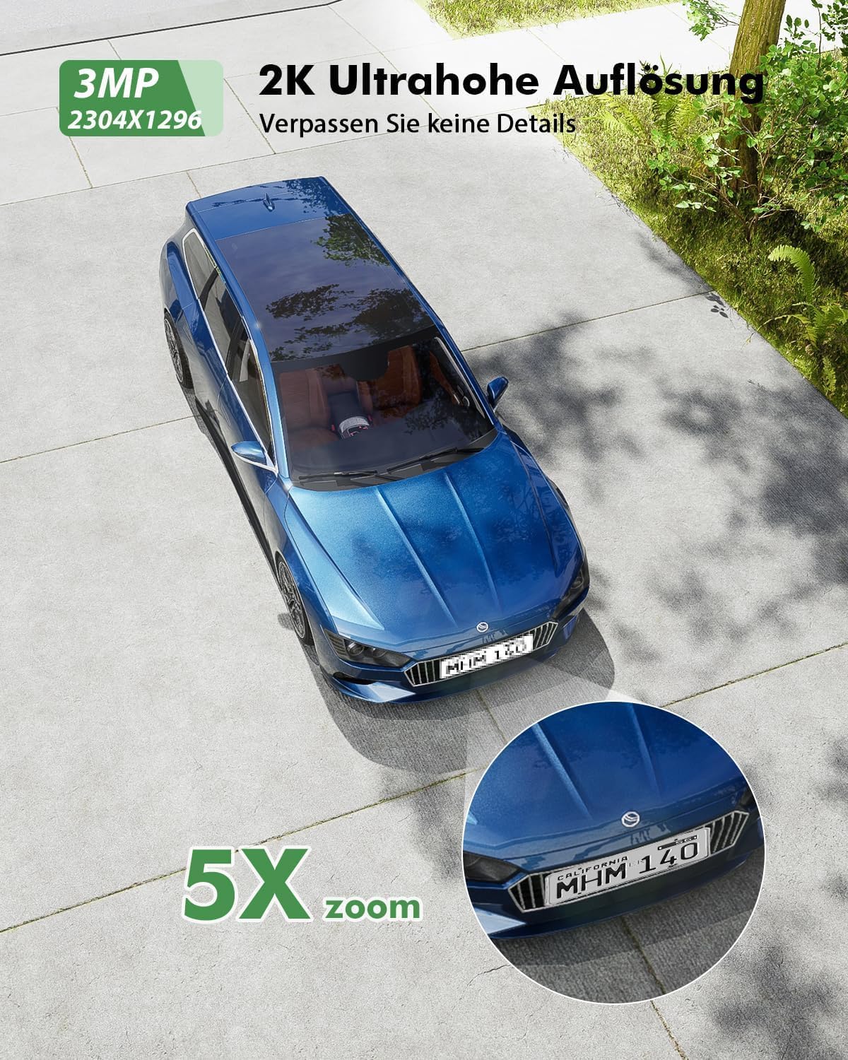 2er-Set Kabellose 2K Überwachungskamera mit Solarpanel, Grau