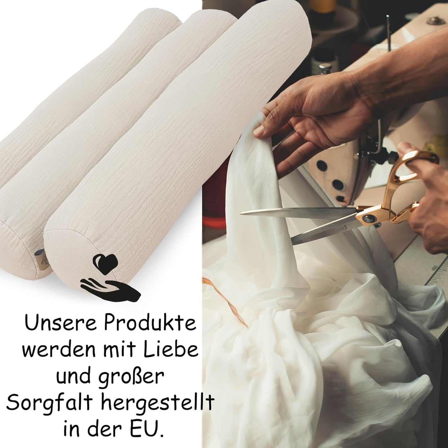Kissenrollen Set, 10 x 60 cm Beige
