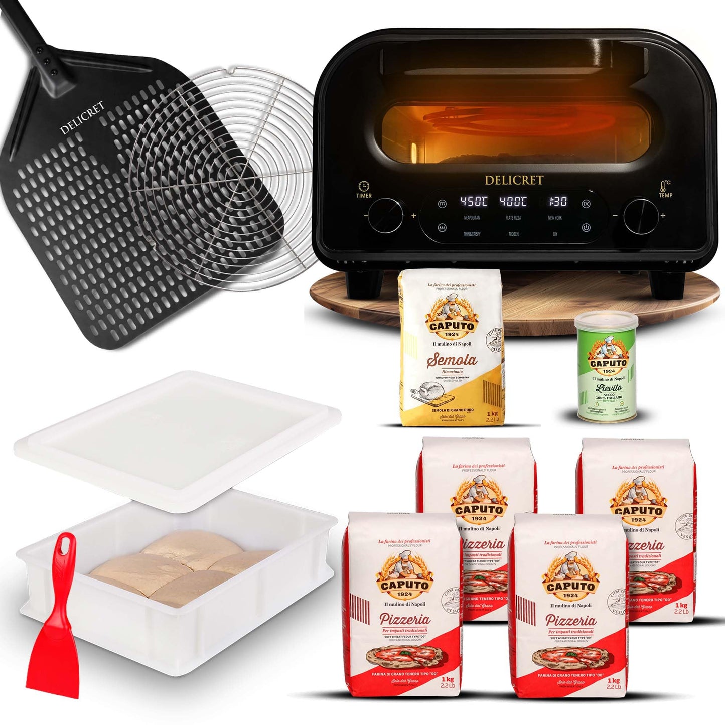 Elektrischer Pizzaofen 12 mit Zubehör & Rezept-Guide, Starter Bundle