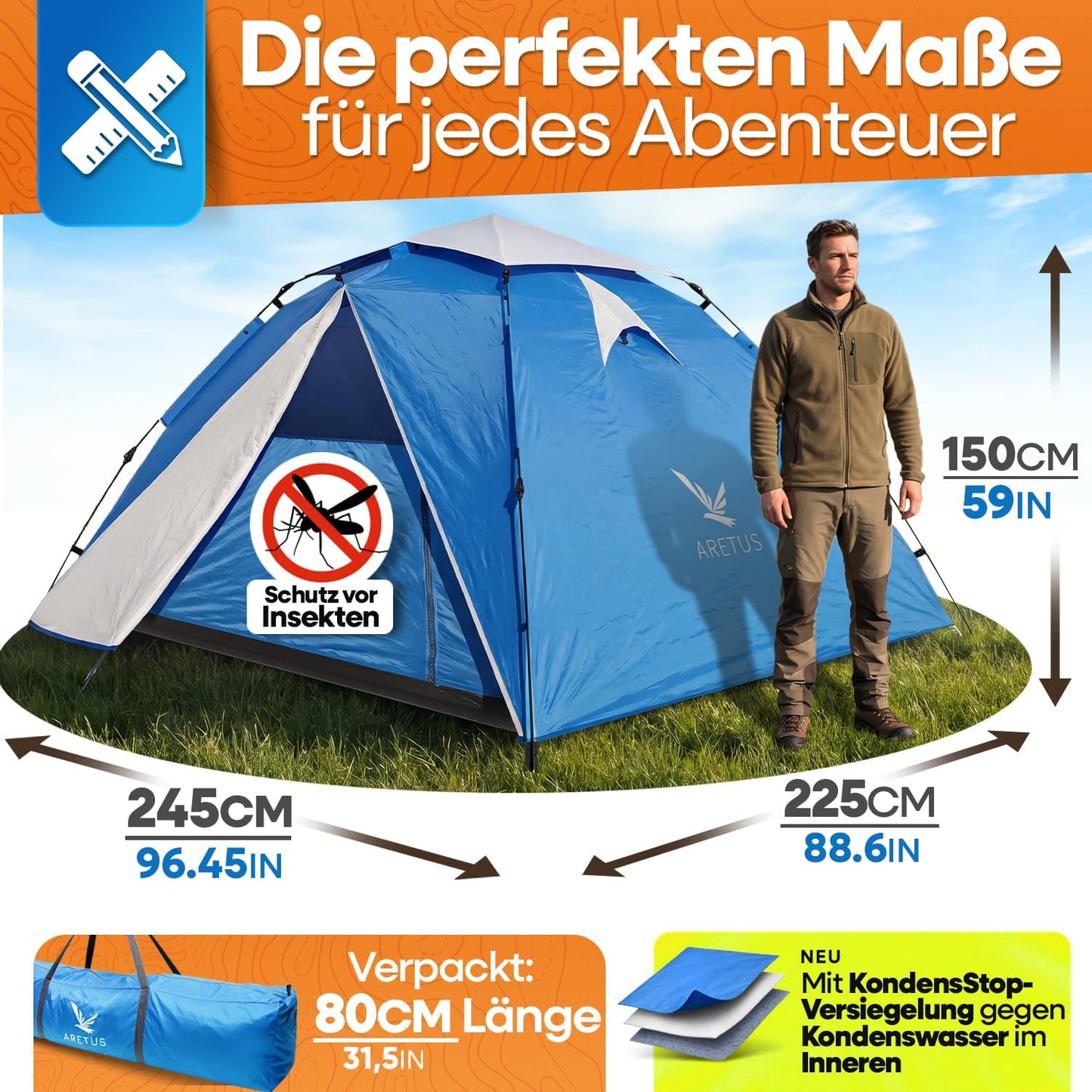 Wurfzelt, Hellblau