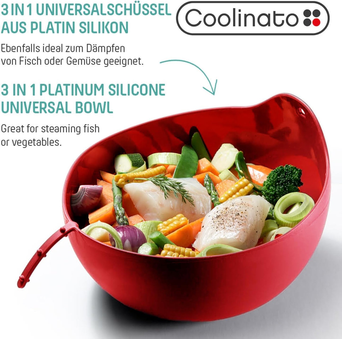 3-in-1 Silikon Universalschüssel, Rot
