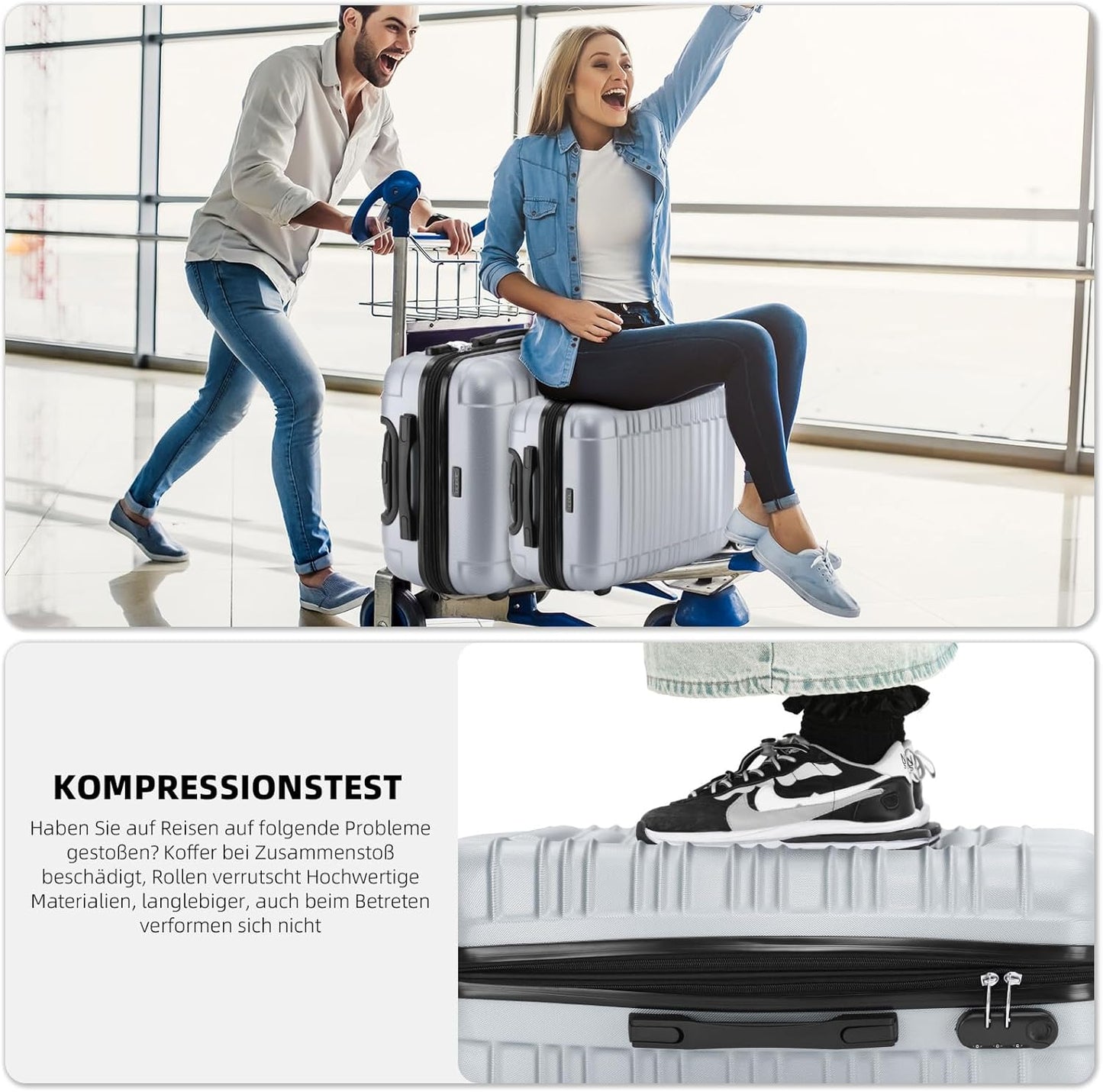 Hartschalen Kofferset, Silber Set