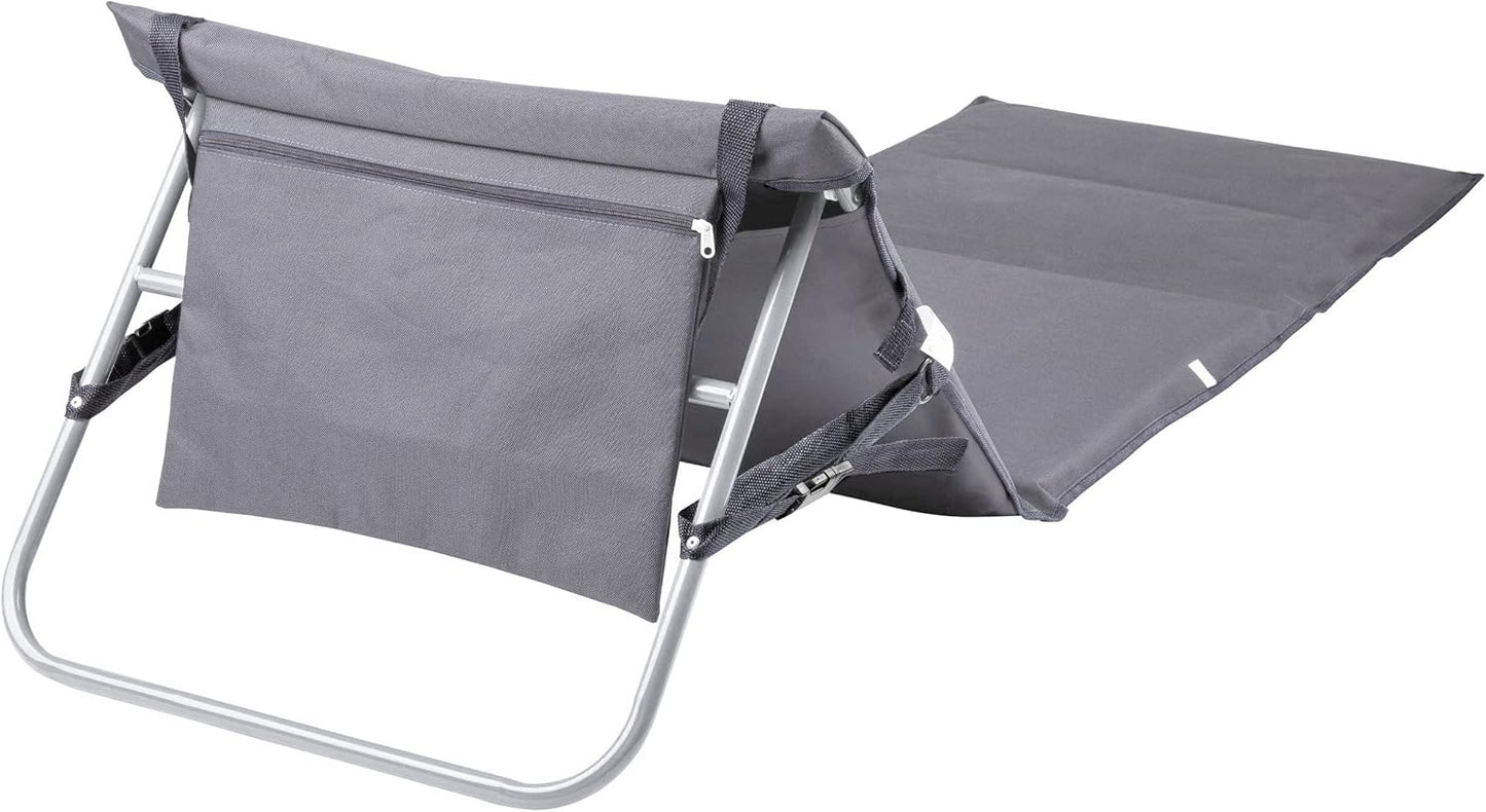 Faltbare Strandmatte mit Rückenlehne und Tragegurt, Strandmatte Grau