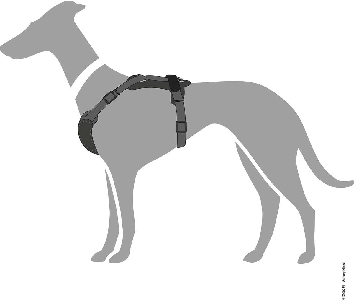 Hundegeschirr Aalborg Mixed, 5-fach verstellbar, schwarz/grau M-L