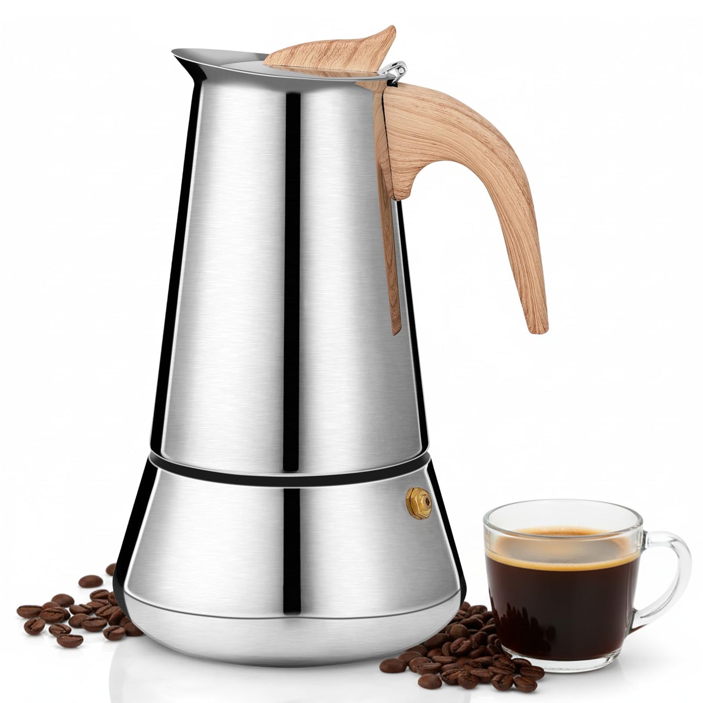 Edelstahl Espressokocher für 6 Tassen, induktionsfähig