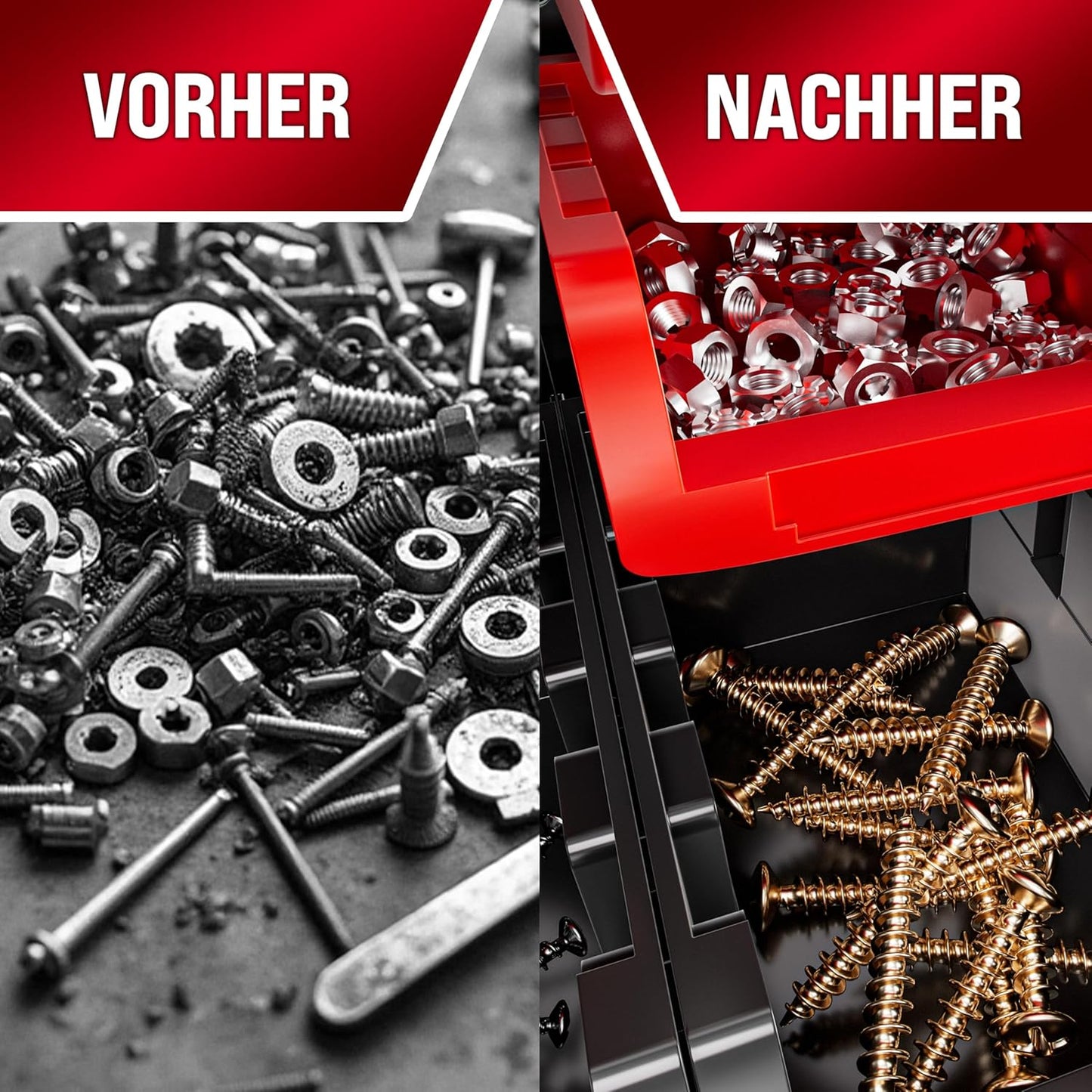 Werkzeugregal mit Stapelboxen & Halter, 43-tlg., Stapelboxen+Werkzeughalter 43 tlg.