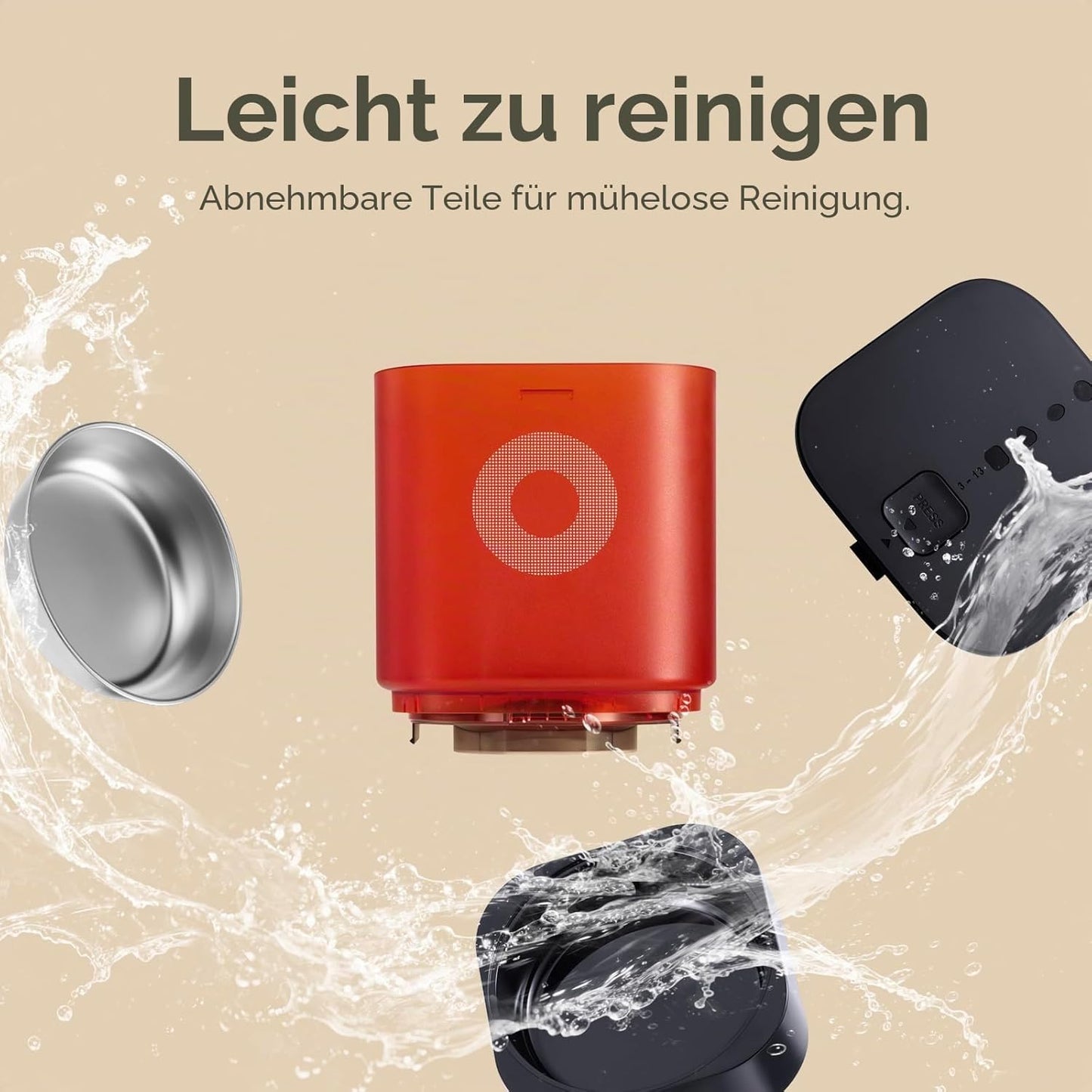 Futterautomat mit Kamera & App-Steuerung, Schwarz & Rot