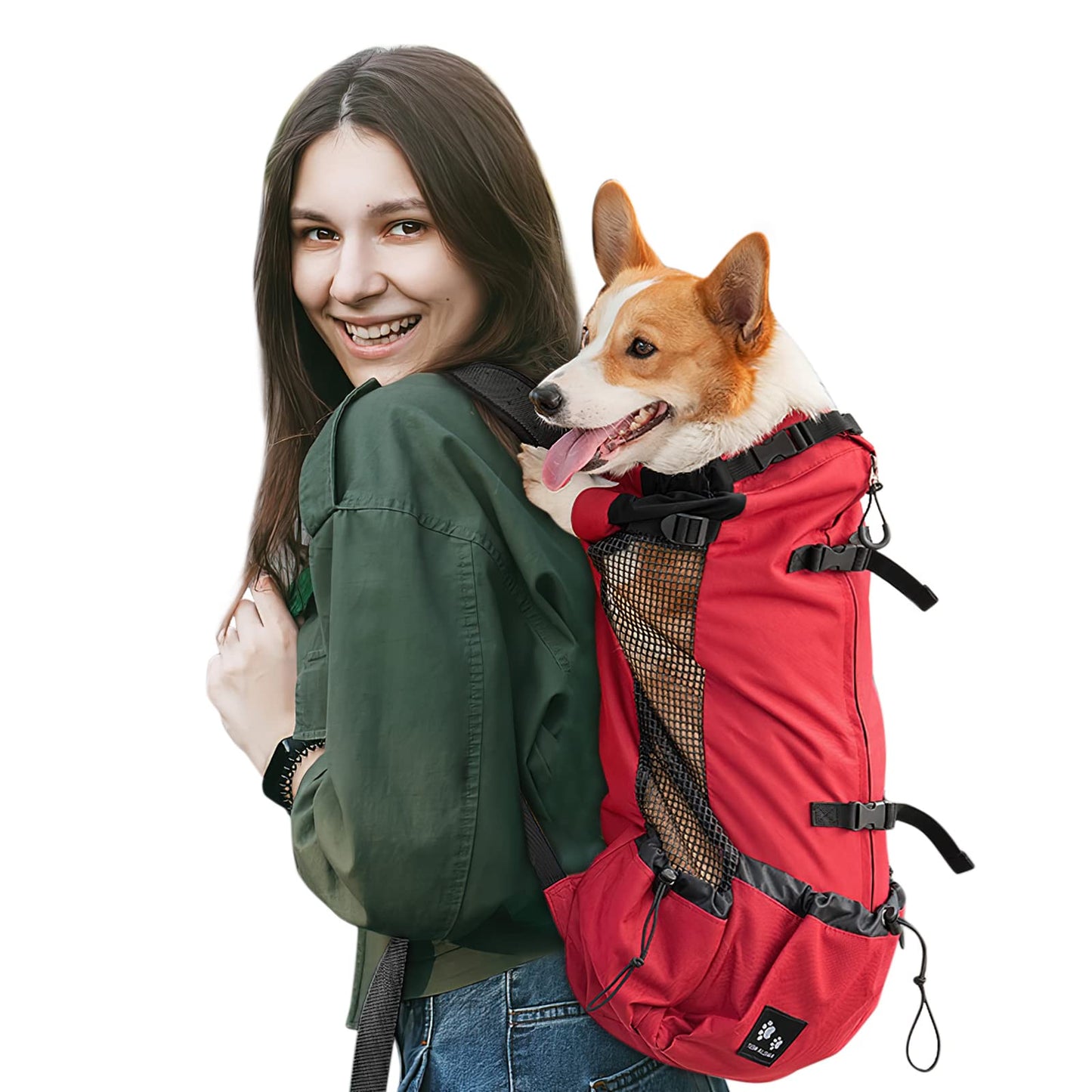 Hundetragerucksack für Outdoor-Aktivitäten, L Rot