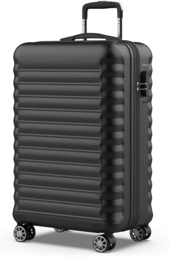 Upfly Hartschalenkoffer mit 360° Rollen, 1. Schwarz 2. 24' Koffer Groß (M)