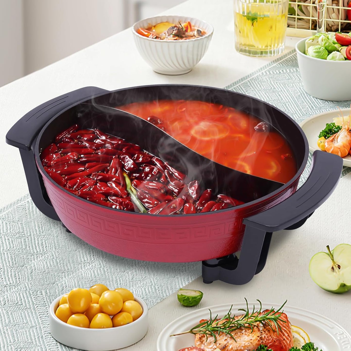 Elektrischer Doppel-Hotpot mit Deckel