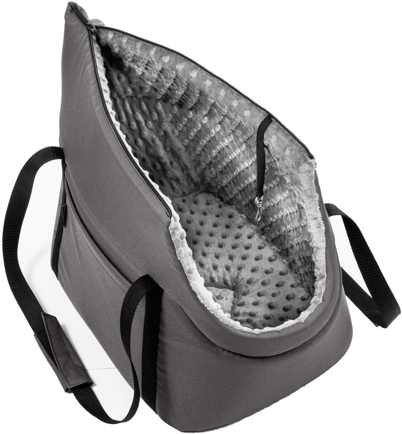 Hundetasche, L 42 x B 29 x H 33 cm|Grau/(Plüschstoff mit Noppen)