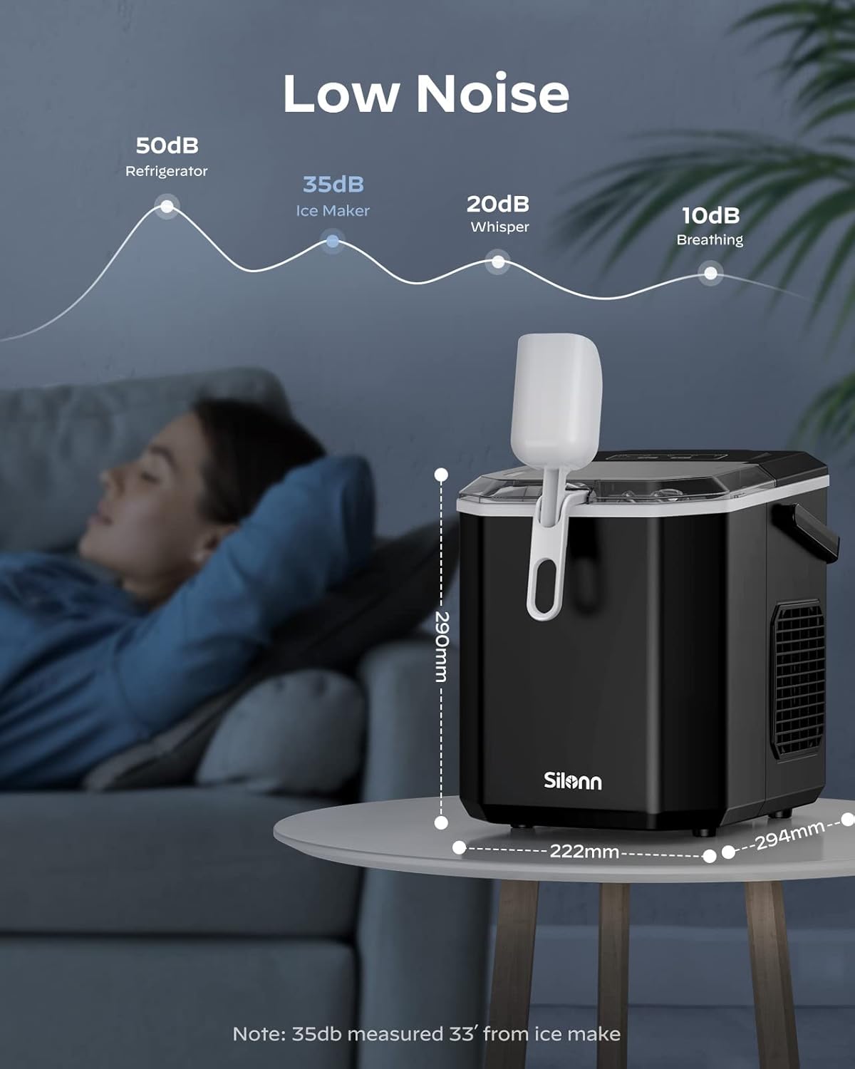 Eiswürfelmaschine SLIM21B-E mit Griff, tragbar & selbstreinigend, Schwarz-IM21 1.2 L