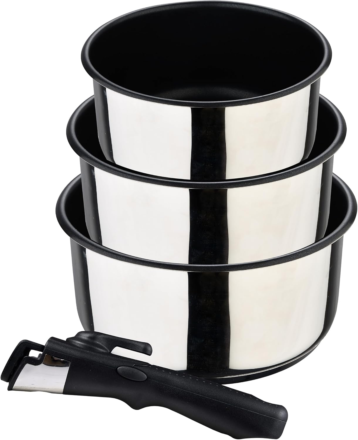 Click&Cook 4-teiliges Topfset mit abnehmbaren Griffen