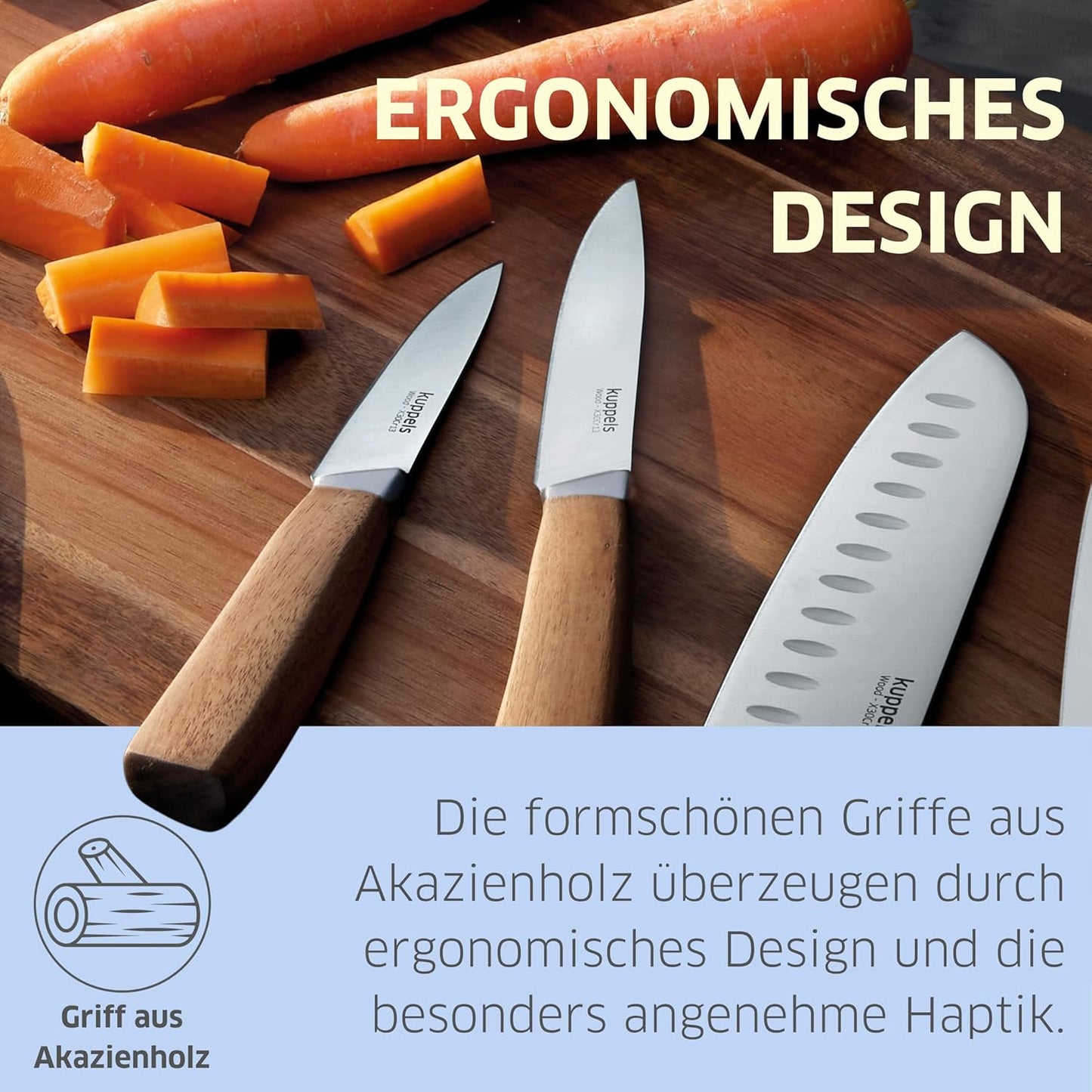 WOOD Küchenmesser, Küchenmesserset 2tlg.
