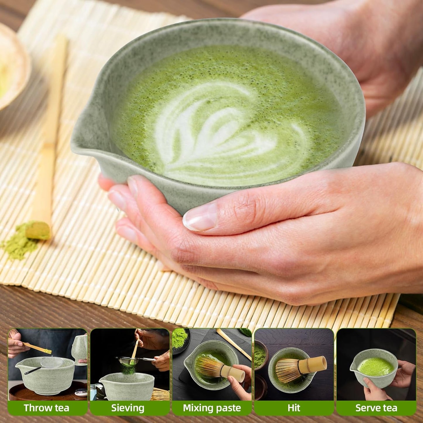 4-teiliges Matcha-Tee Set, Vert Menthe