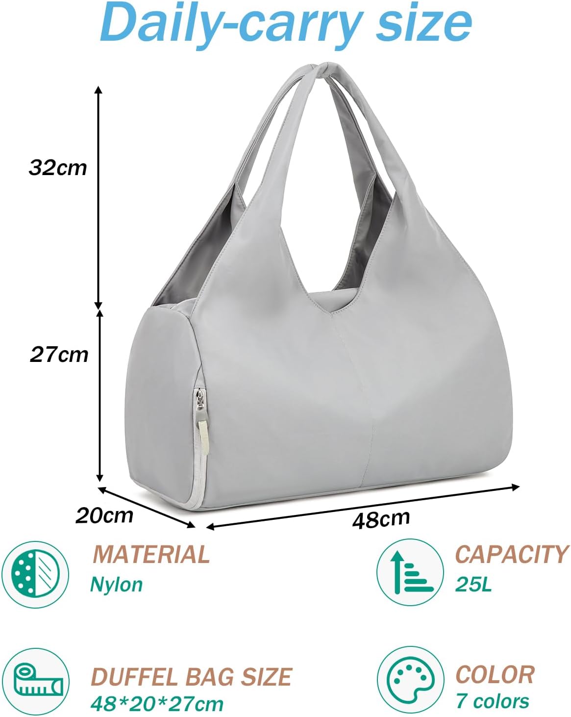 Sport- und Reisetasche mit Schuh- & Nassfach, Grau