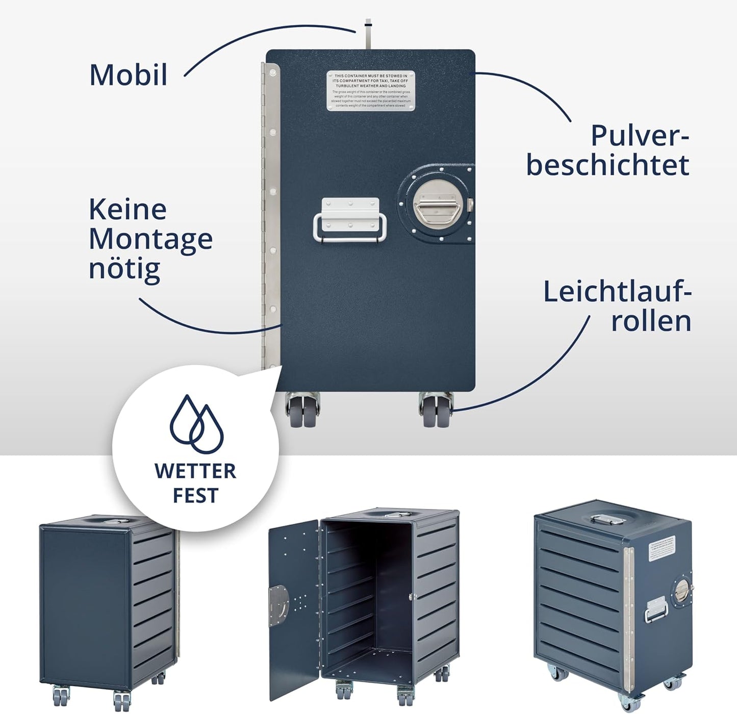 Mobiler Rollcontainer mit Schubladen, vormontiert, Anthrazit Basic
