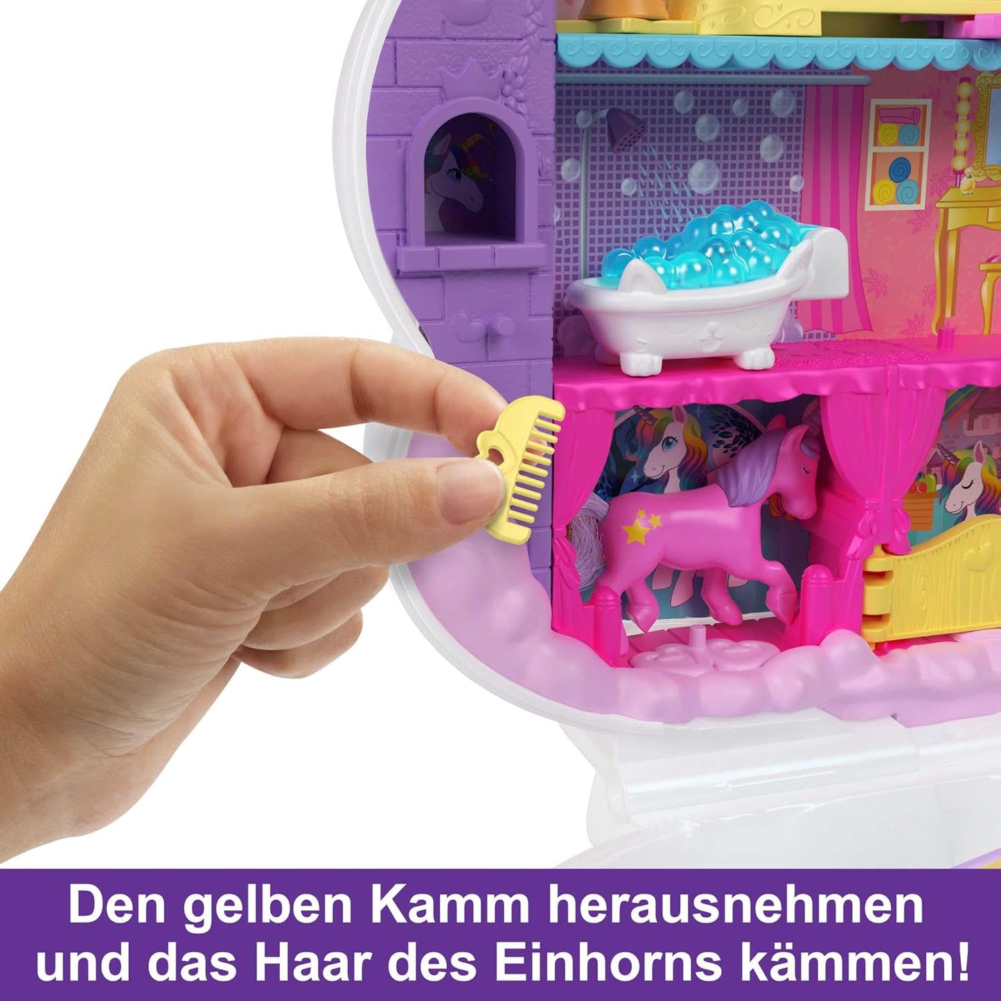 Styling-Kopf Spielset mit Puppen und Zubehör, Regenbogen-einhorn-salon