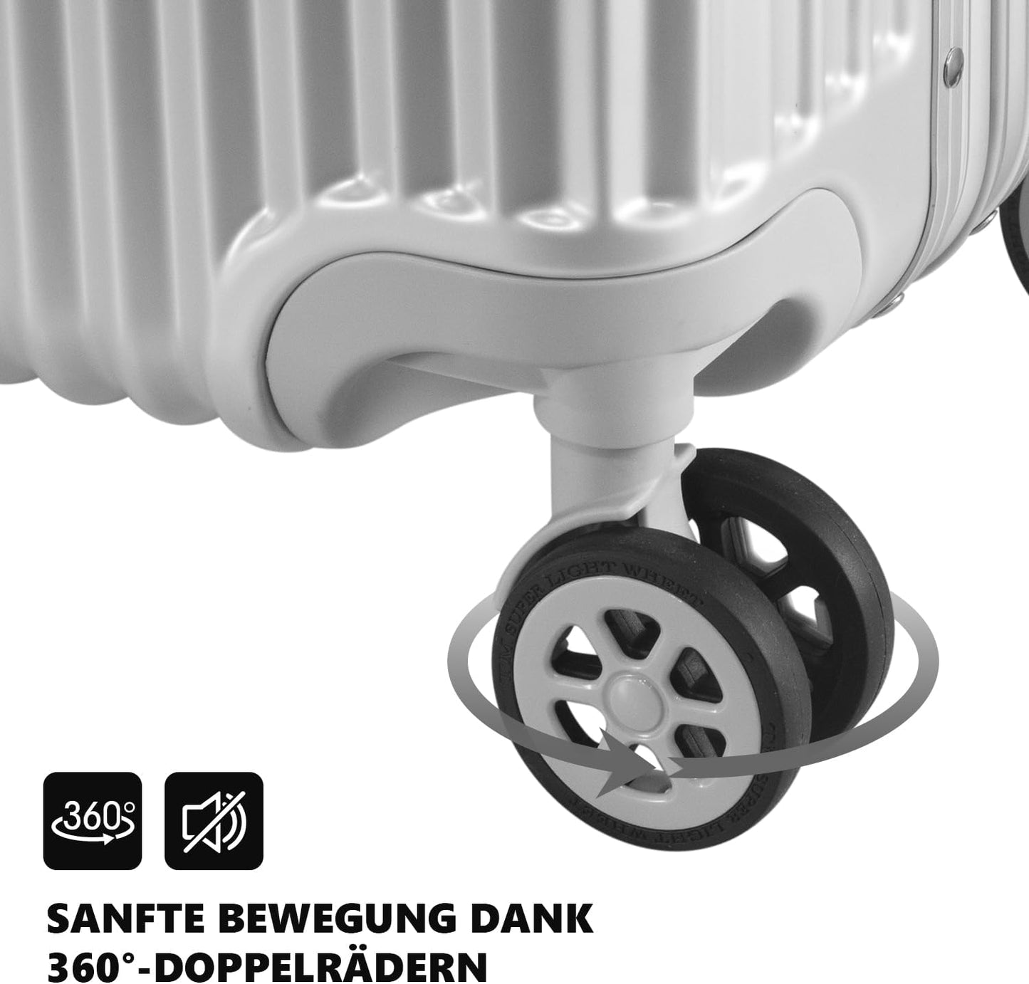3-teiliges Hartschalen-Kofferset, Silber