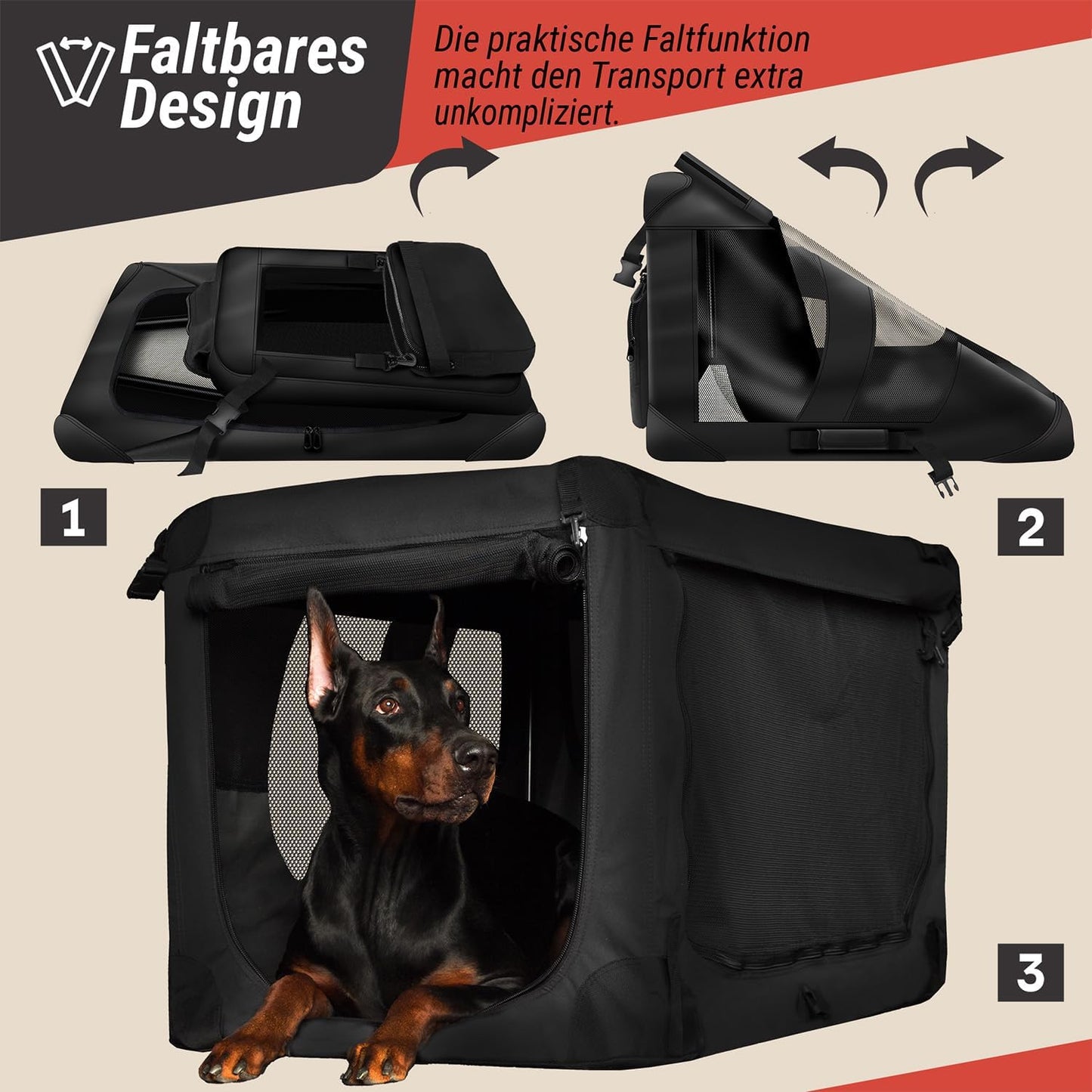 Faltbare Hunde-Transportbox, S - 49x34x34 cm