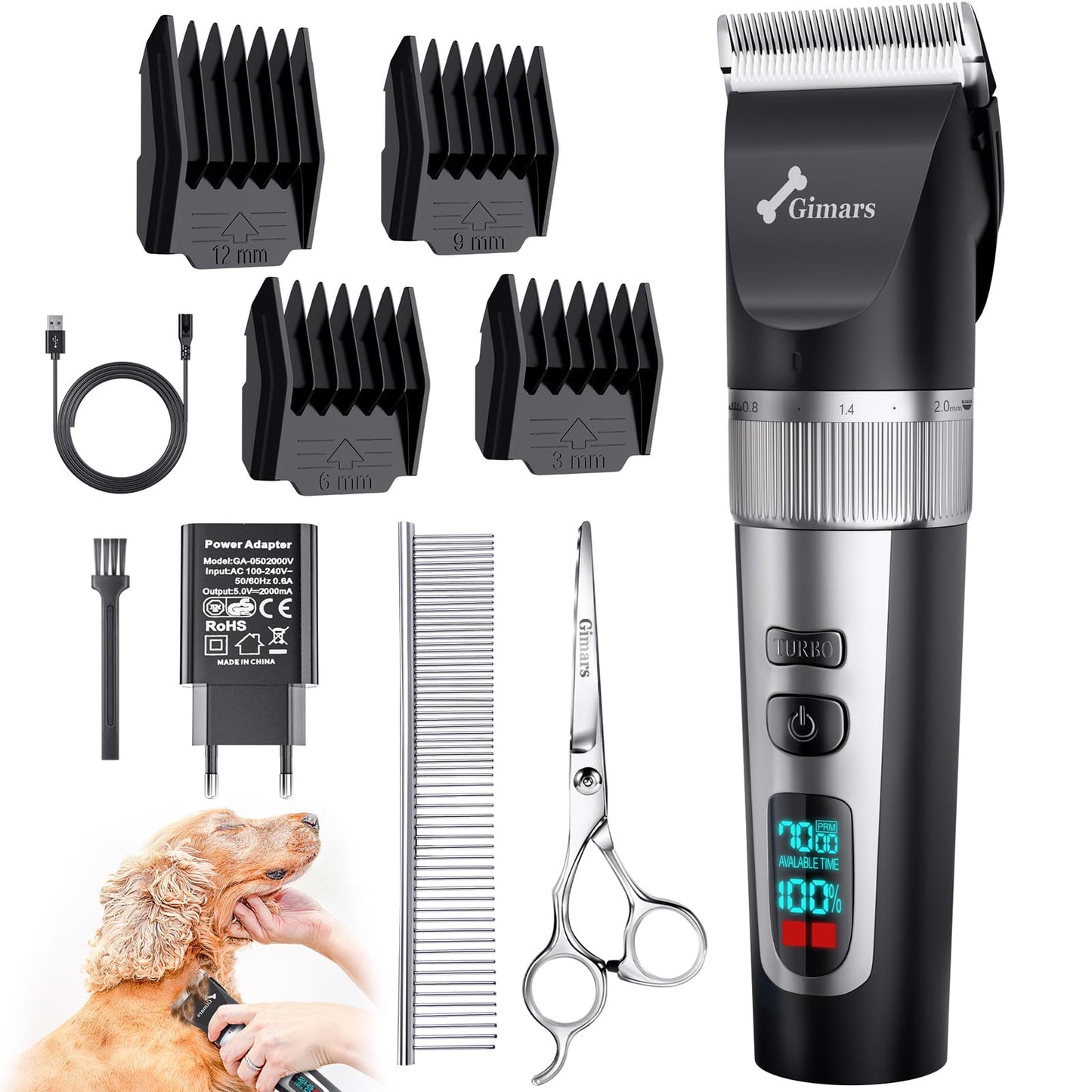 3in1 Hundeschermaschine, 3-in-1 Schermaschine + Scherenset Silber