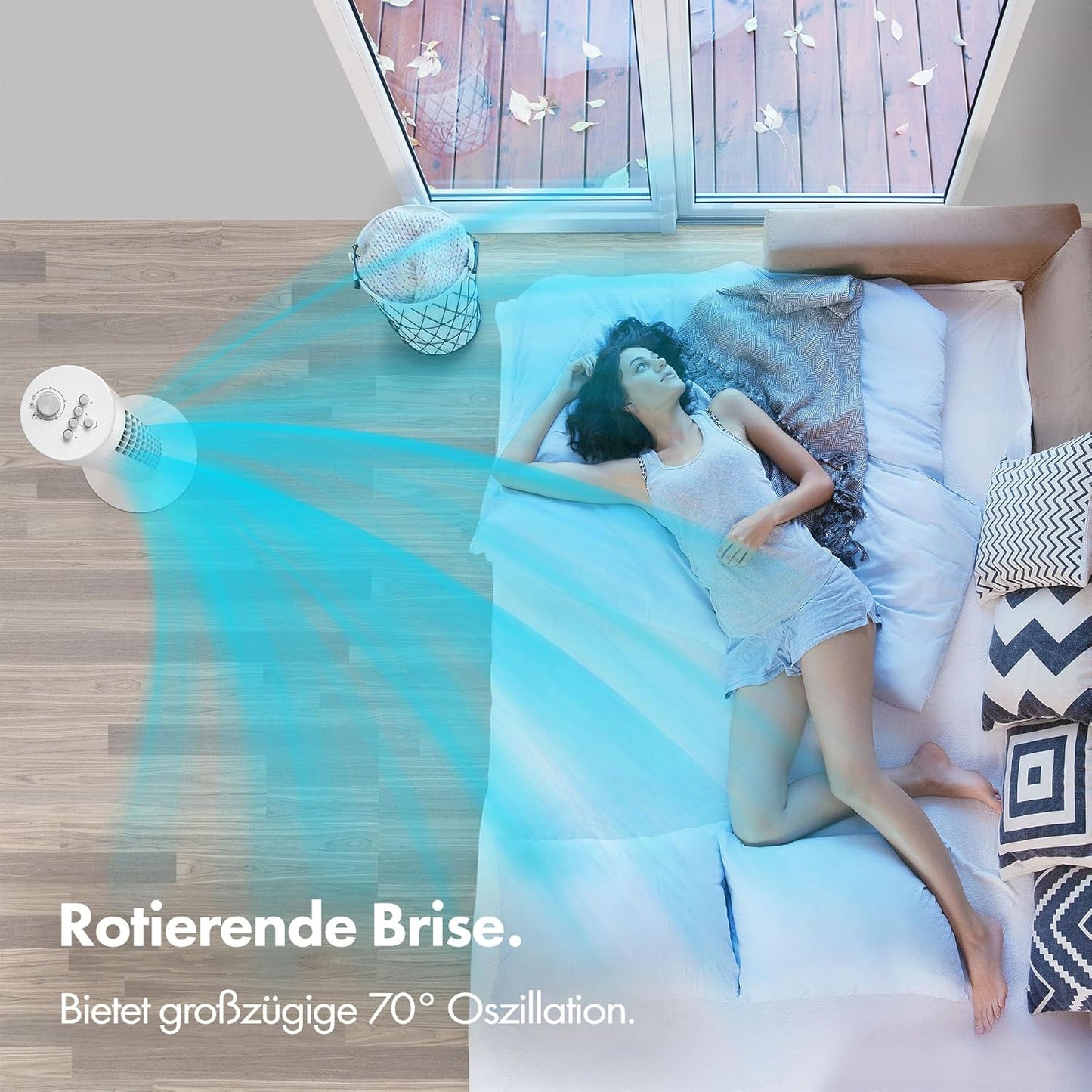Turmventilator mit Timer & Aromaschale (80 cm), Weiss 80cm