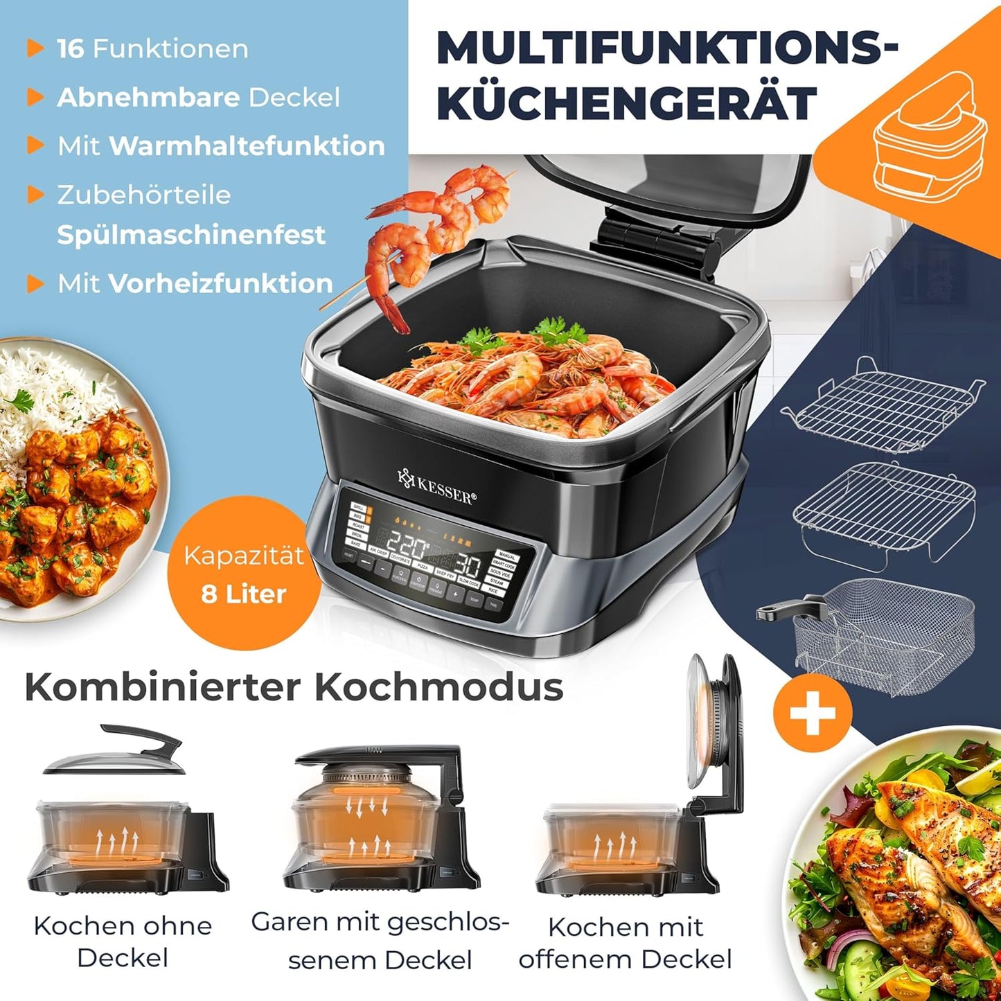 Multikocher mit 16 Programmen, Anthrazit