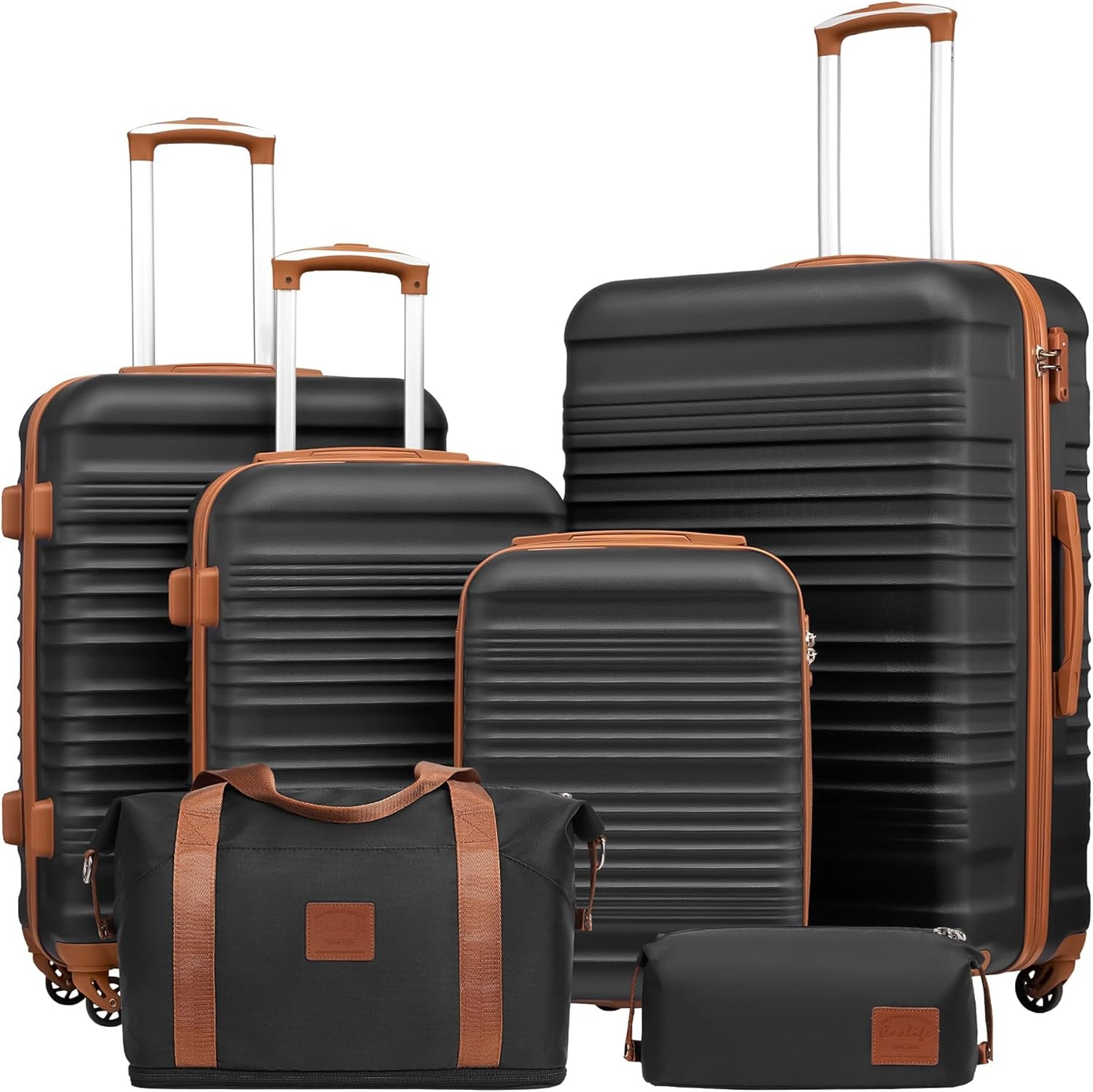 6-teiliges Koffer-Set, Koffer-Set 6tlg Schwarz/Braun