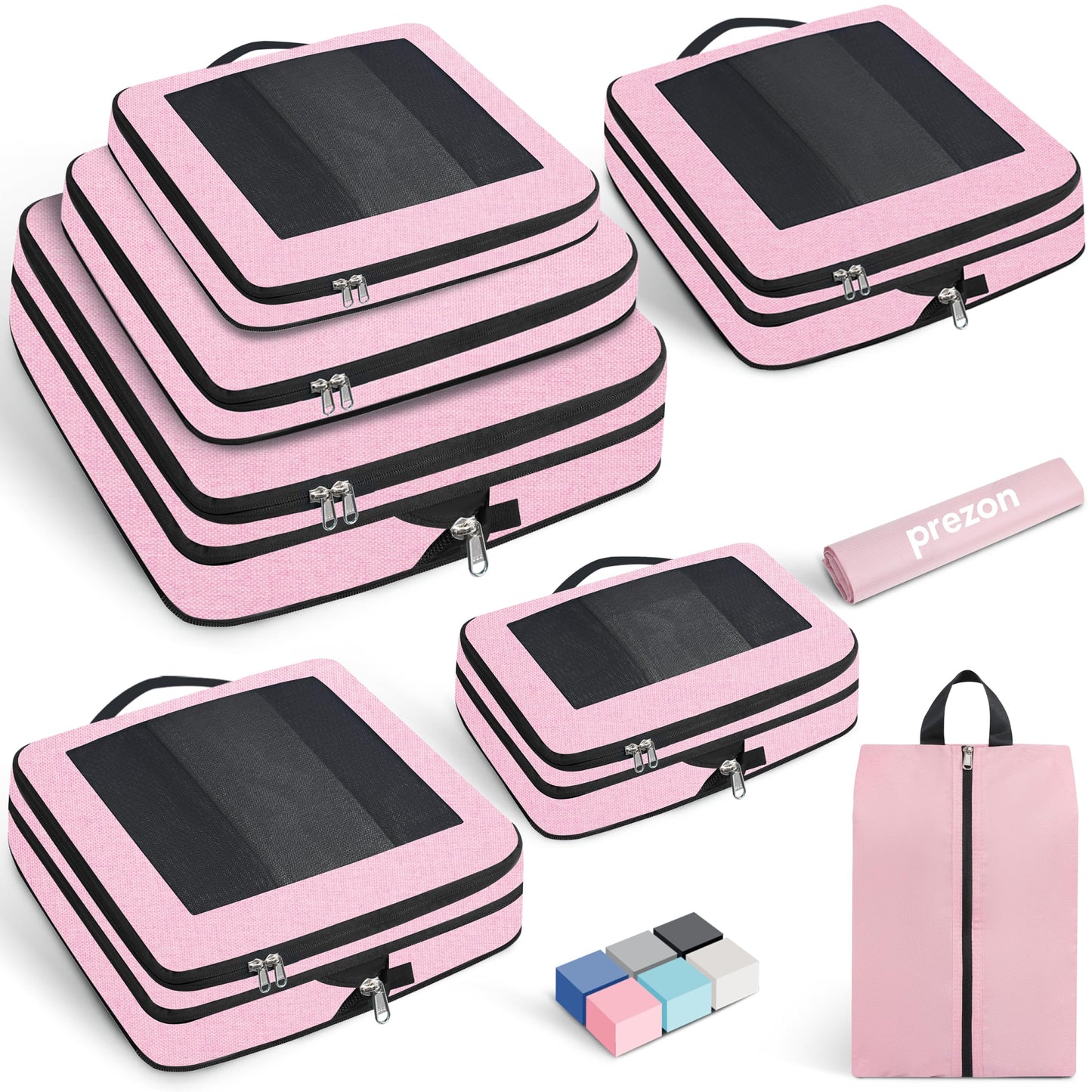 8er-Set Kompressions-Packwürfel, Pink 8 Set