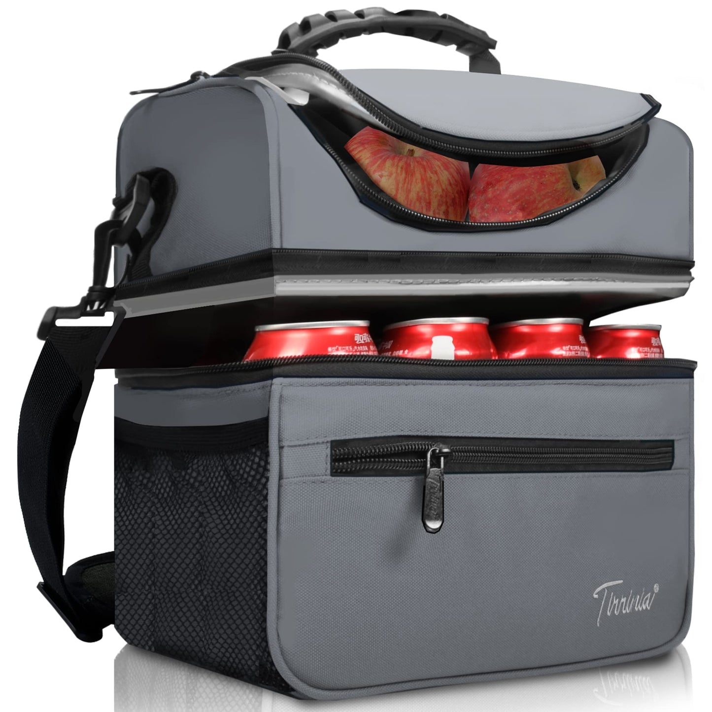 Faltbare Isoliertasche, 13L(Doppellagige) Hellgrau
