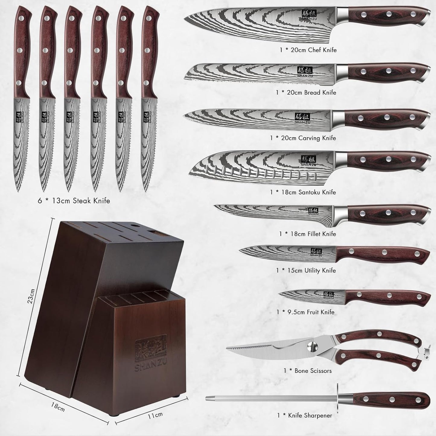 ‎SZCST-2023-001, 16 teilig Messerset