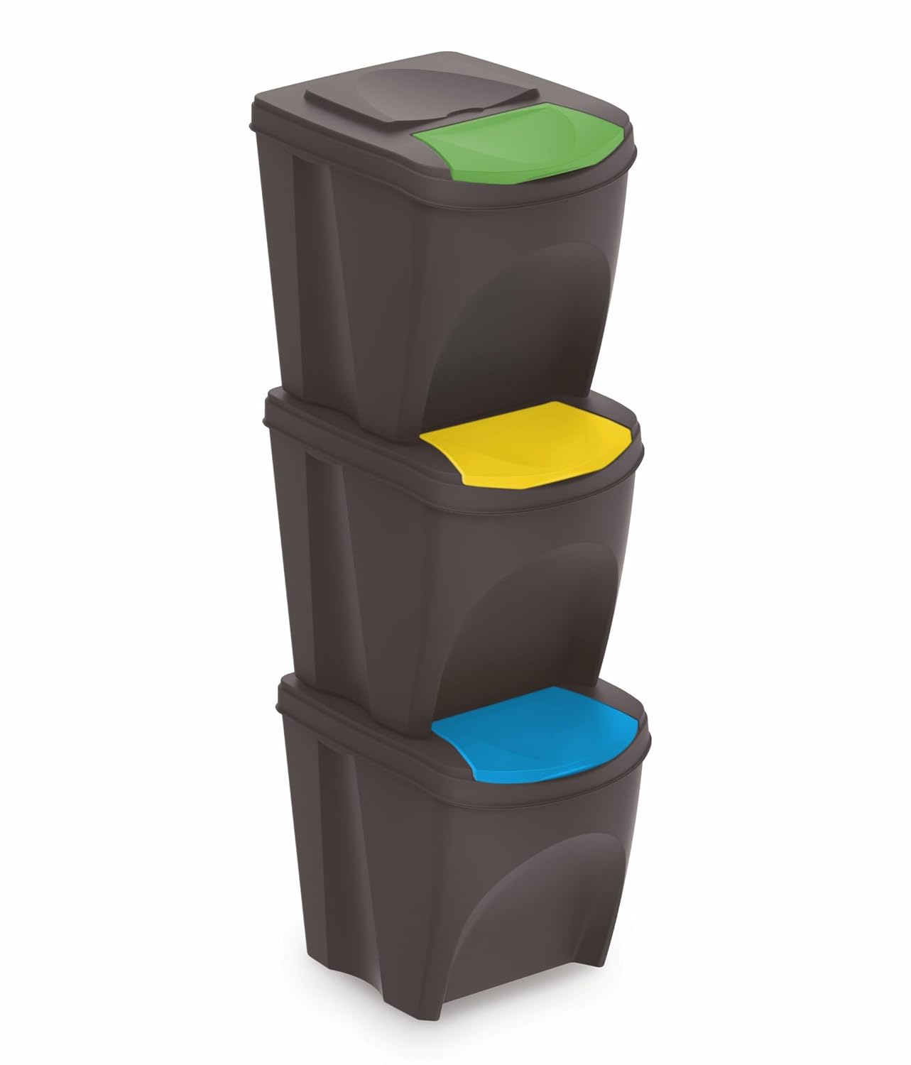 Stapelbares Mülltrennsystem, 3er Set, anthrazit, 3er Set - 25 L