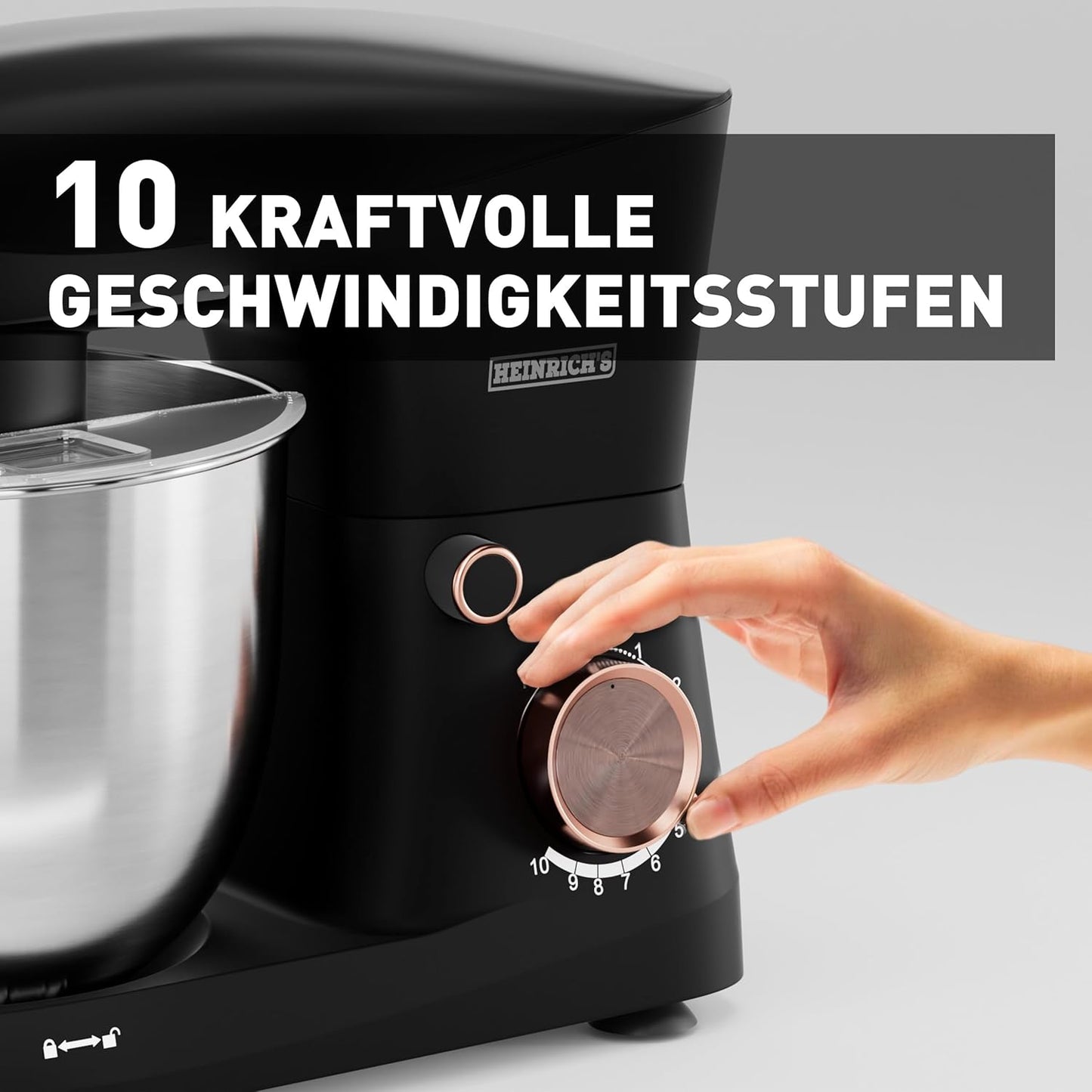 Küchenmaschine mit 10 Geschwindigkeiten, Schwarz