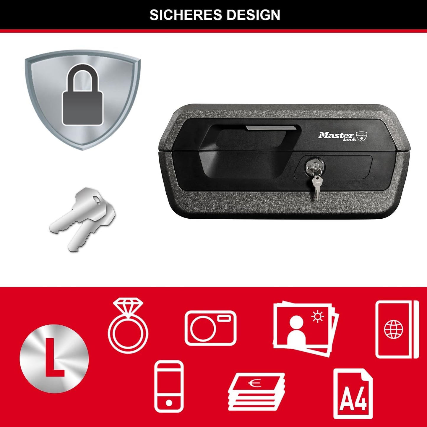 Feuerfeste Sicherheitskassette LCFW30100, Schlüssel / 10L