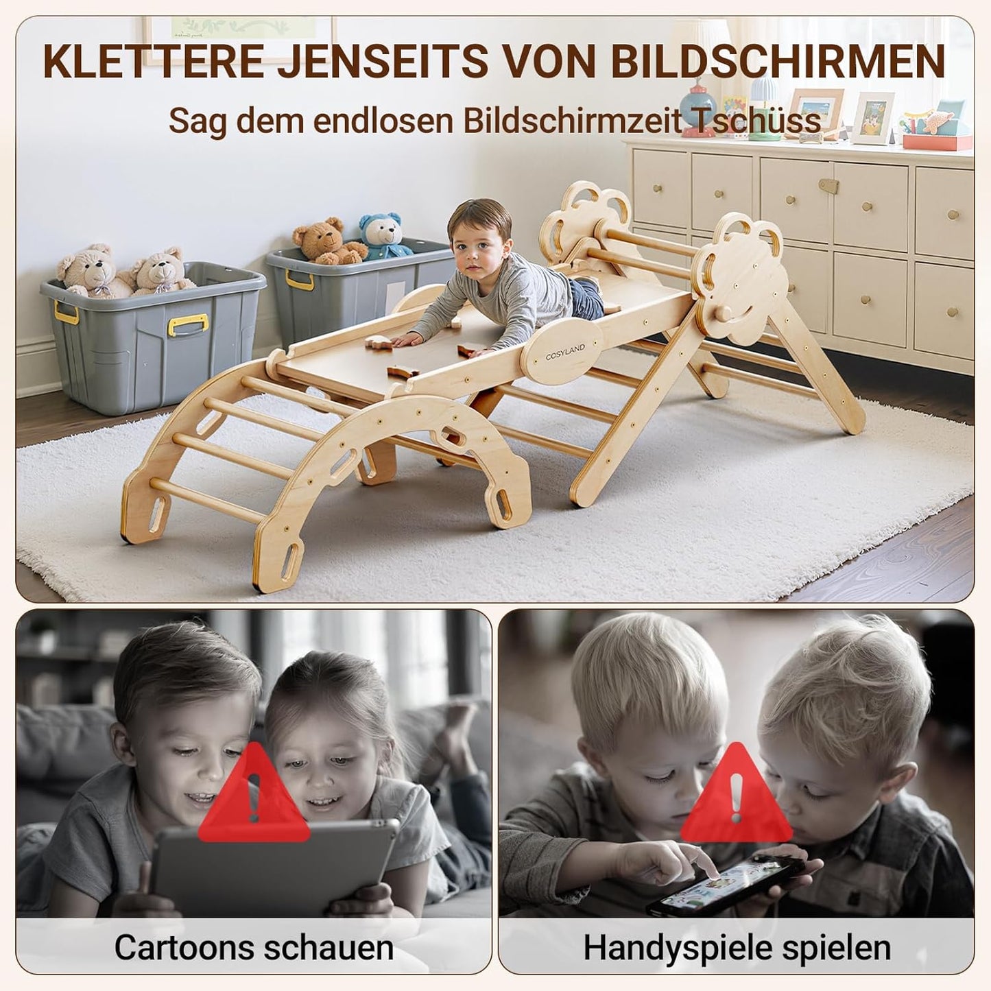 8-in-1 Klettergerüst-Set, Natur/Hellholz