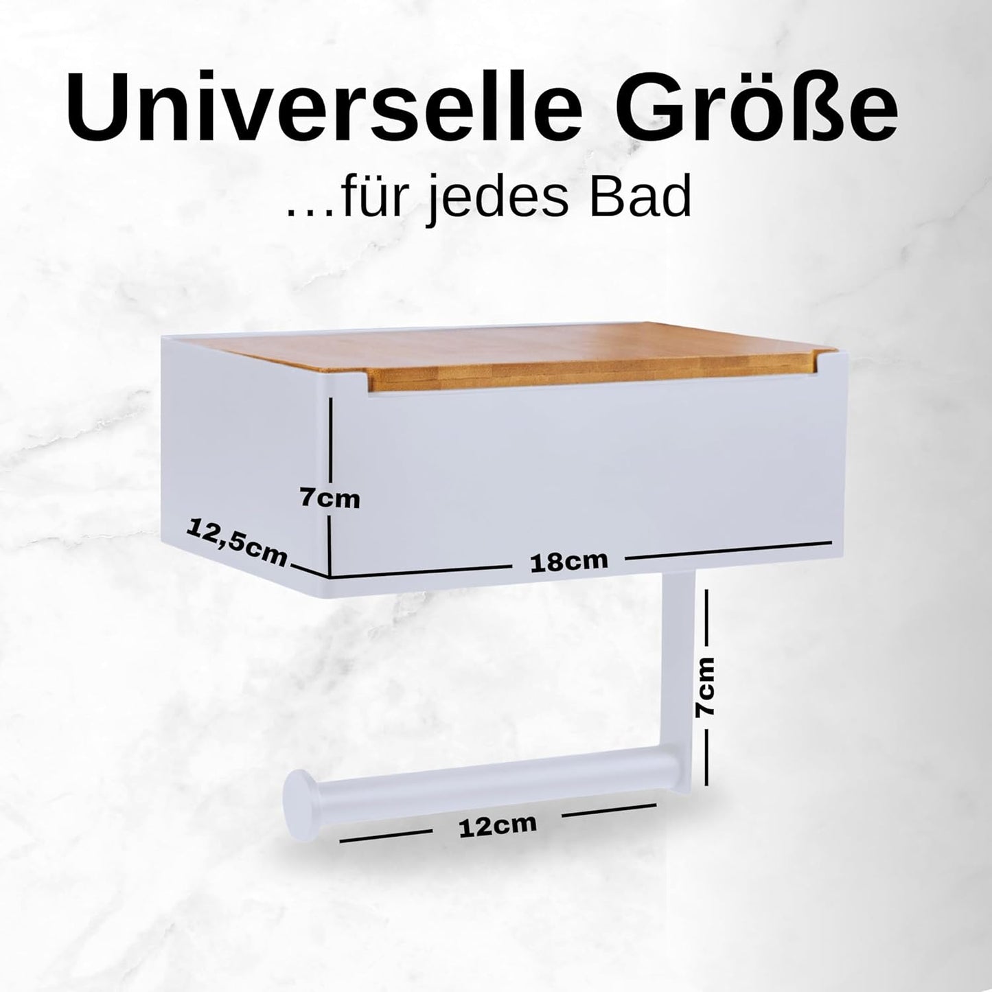 Toilettenpapierhalter mit Feuchttücherbox, Weiß-bambus