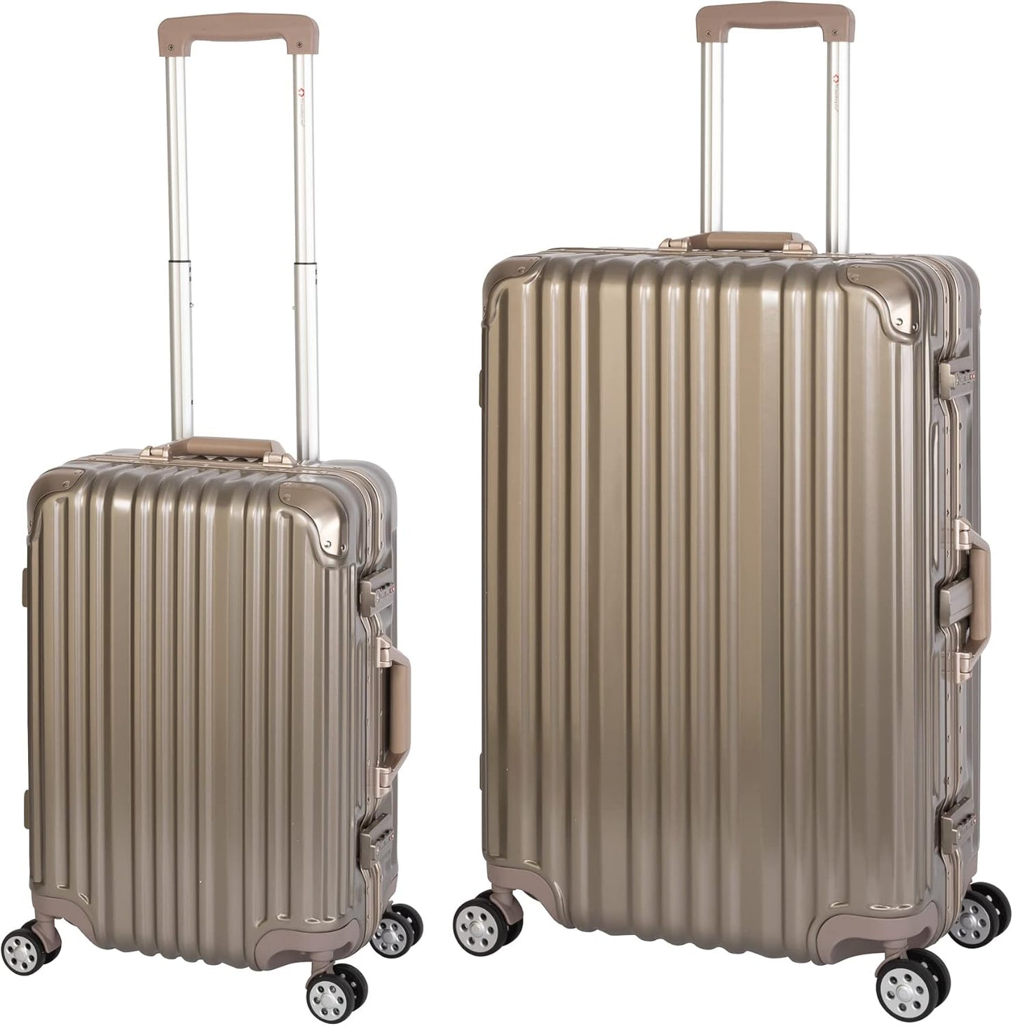 2-teiliges Kofferset London mit TSA-Schloss und Doppelrollen, Gold Koffer-Set (S+L)